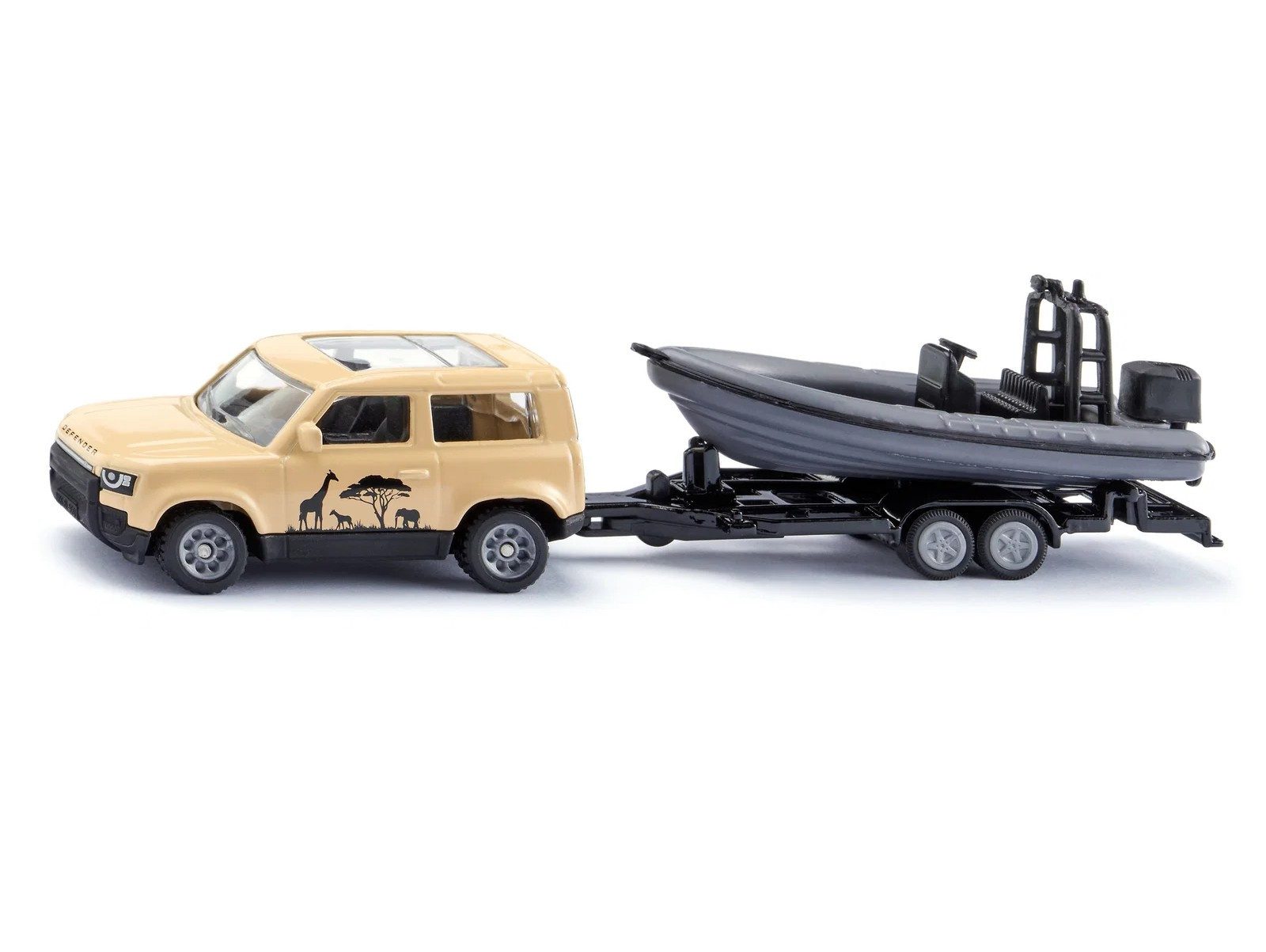 Siku Spielzeug-Auto Land Rover Defender Safari mit Boot und Anhänger