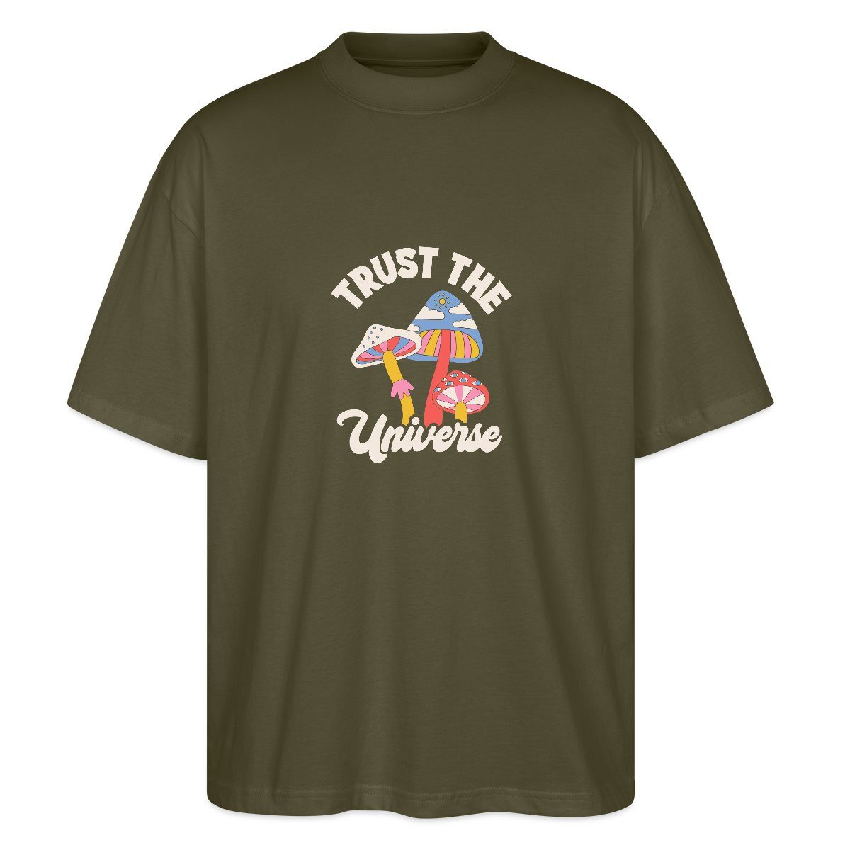 T-Shirt Trust The Universe Buntes Retro Pilz Motiv Oversize Unisex T-Shirt