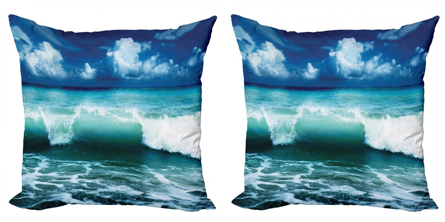 Kissenbezüge Modern Accent Doppelseitiger Digitaldruck, Abakuhaus (2 Stück), Ozean Caribbean Marine Wellen