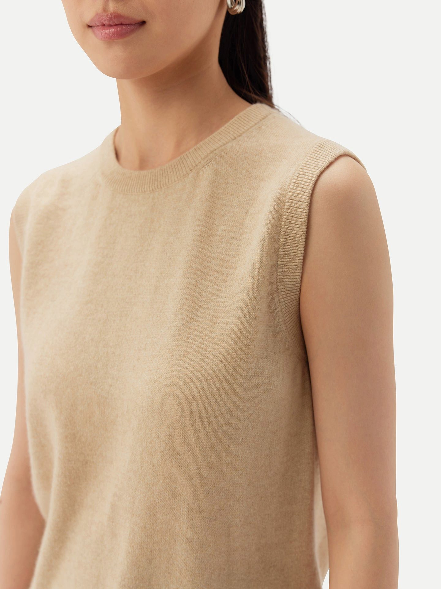 GOBI Cashmere Stricktop Damen Kaschmir-Weste mit Rundhalsausschnitt