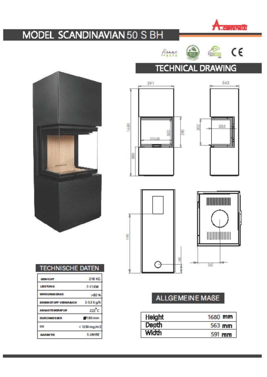 A. Caminetti Kaminofen A.Caminetti SCANDINAVIAN 50 S schwarz Scheiben z hoc günstig online kaufen