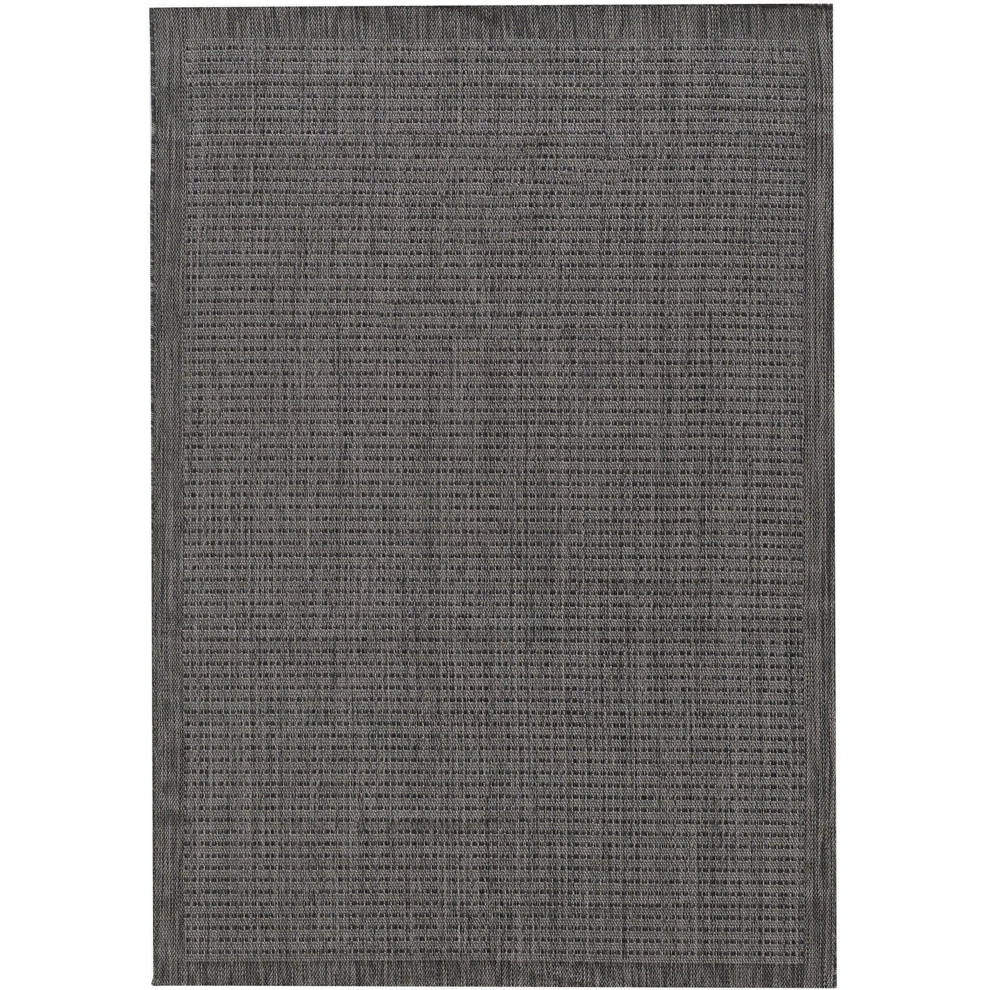KADIMA DESIGN Outdoorteppich DAFNE Wetterfest UV-Beständig Balkon Waschbar Strapazierfähig Uni, Rechteckig, Höhe: 3 mm, Schwarz, 60x100 cm, Balkonteppich Fußbodenheizung Waschbar