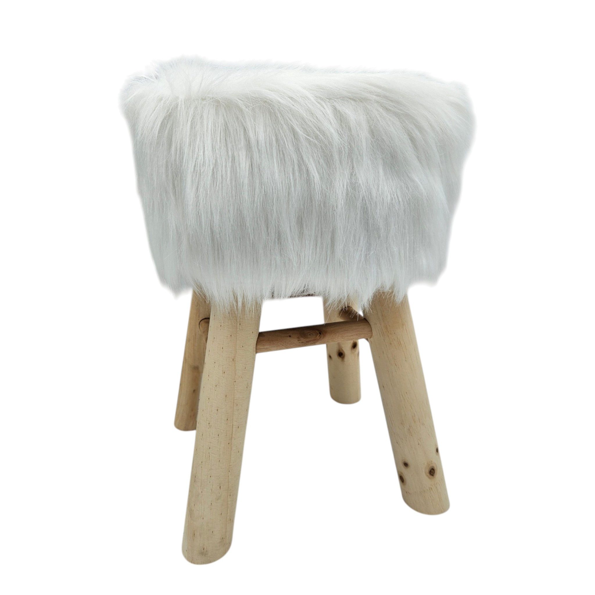 Meinposten Sitzhocker Hocker Fellhocker 40x29 weiß Landhaus Beistelltisch Kinderhocker (1 St), Natur, 120 kg
