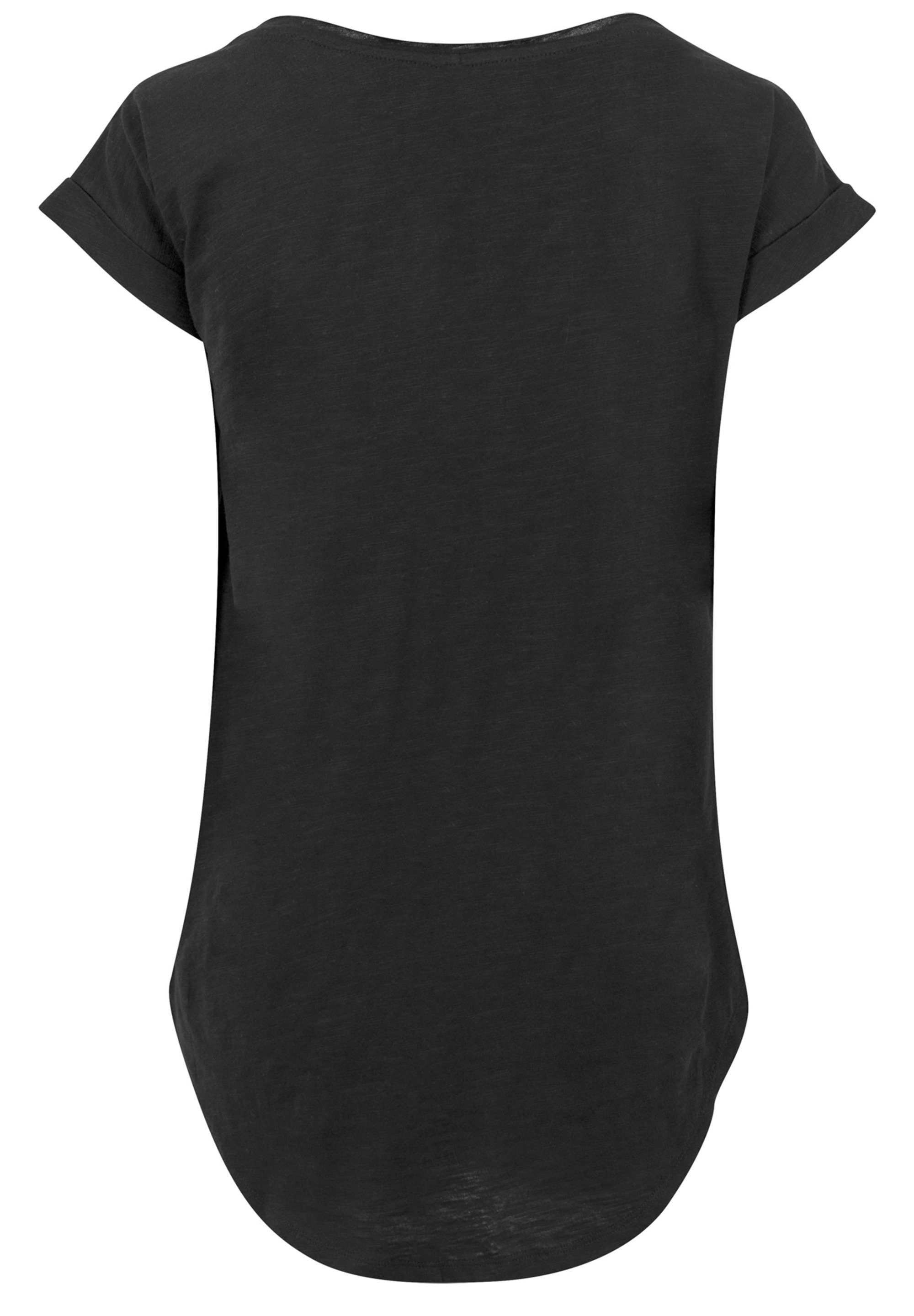 Long Ladies black washed Logo Care Marvel (1-tlg) with Slub Tee F4NT4STIC Damen Kurzarmshirt