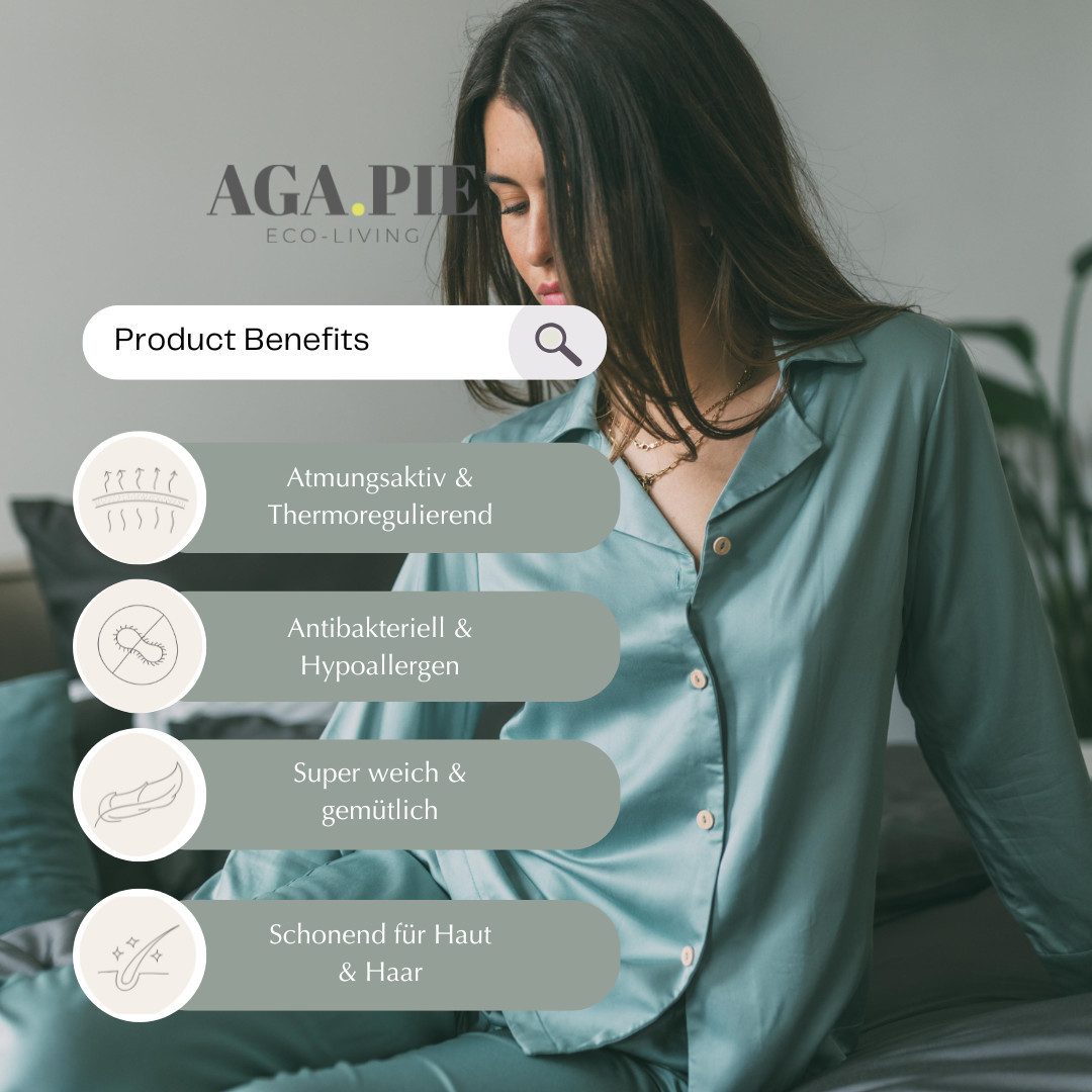 AGA.PIE Schlafanzug Bambus Lyocell lang (Set, Langarm) atmungsaktiv