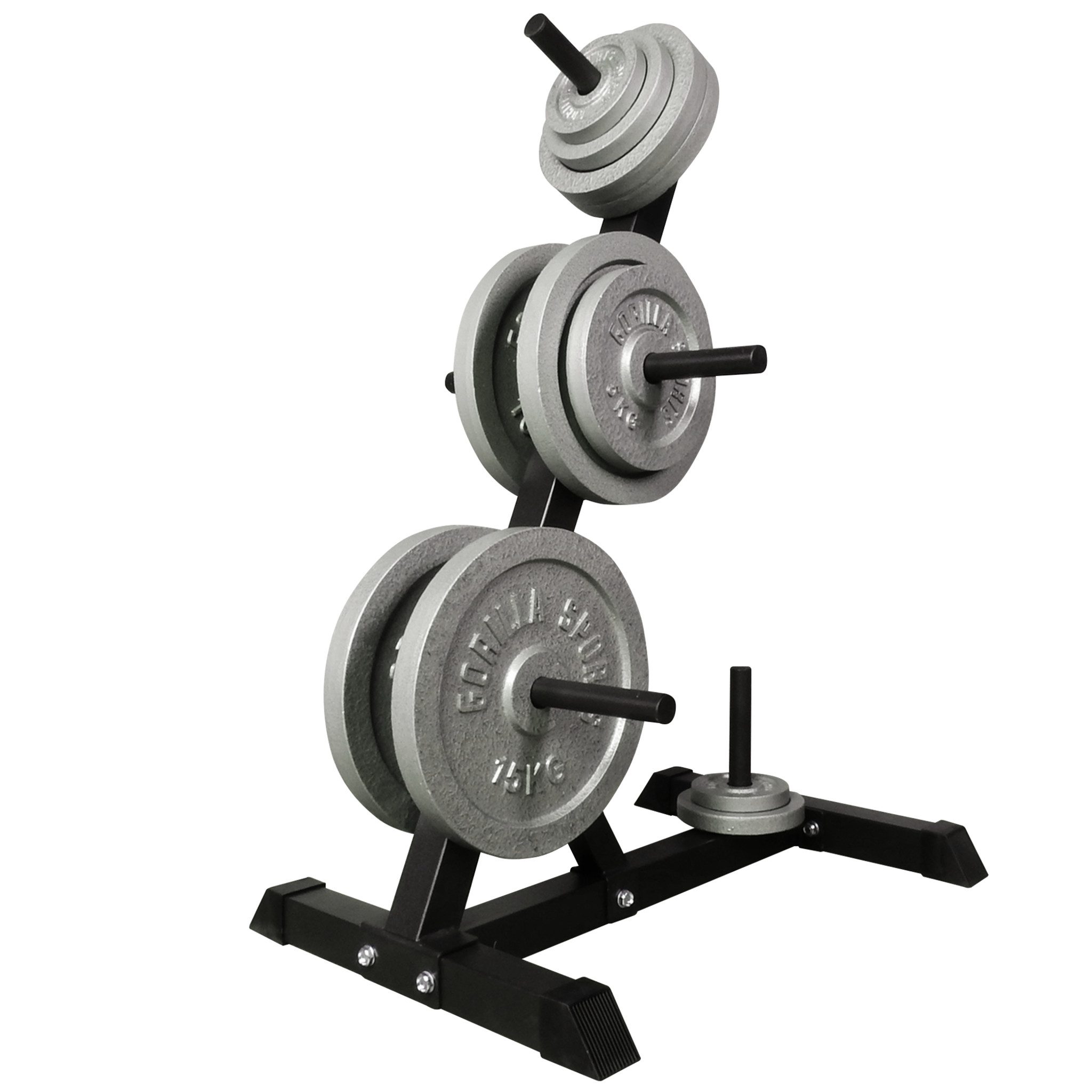 GORILLA SPORTS Hantelscheibenständer Set 77,5 kg, Hantelscheiben aus Gusseisen, 6 Stangen, 200kg Belastbar, (1-St), Hantelständer, mit 30mm Scheibenaufnahmen, Hantelablage, Hantelbaum