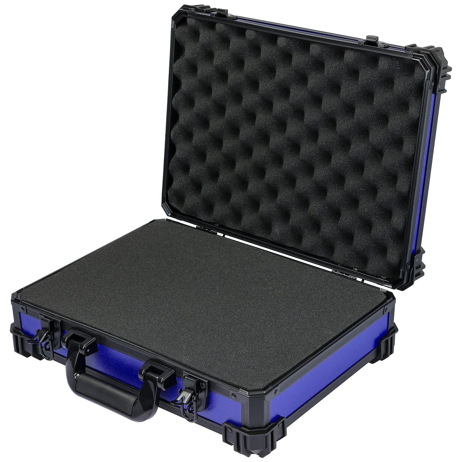 HMF Werkzeugkoffer 15502-05 Transportkoffer mit Rasterschaumstoff, Universalkoffer, 39 x 29 x 12 cm, Blau