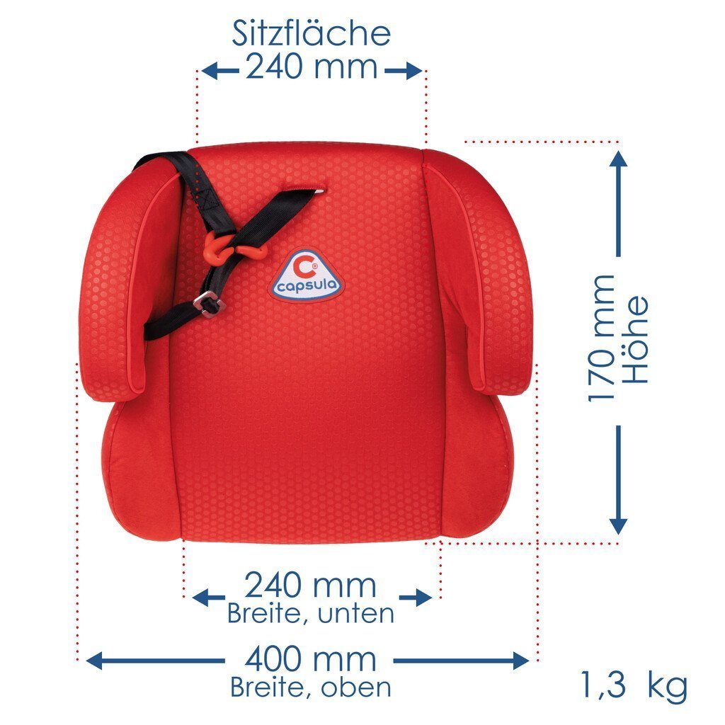 Kindersitzerhöhung rot mit Sitzerhöhung Gurtführung capsula® (15-36kg) Autokindersitz
