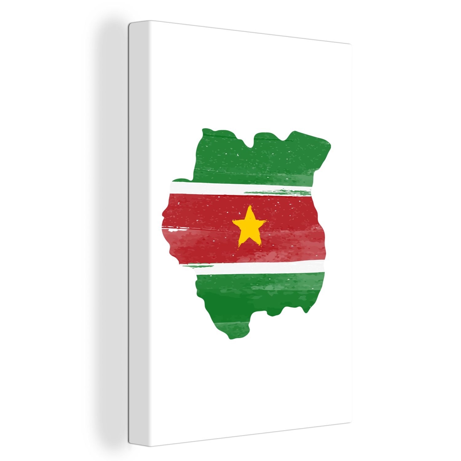 OneMillionCanvasses® Leinwandbild Karte mit Flagge Suriname, (1 St), Leinwandbild fertig bespannt inkl. Zackenaufhänger, Gemälde, 20x30 cm