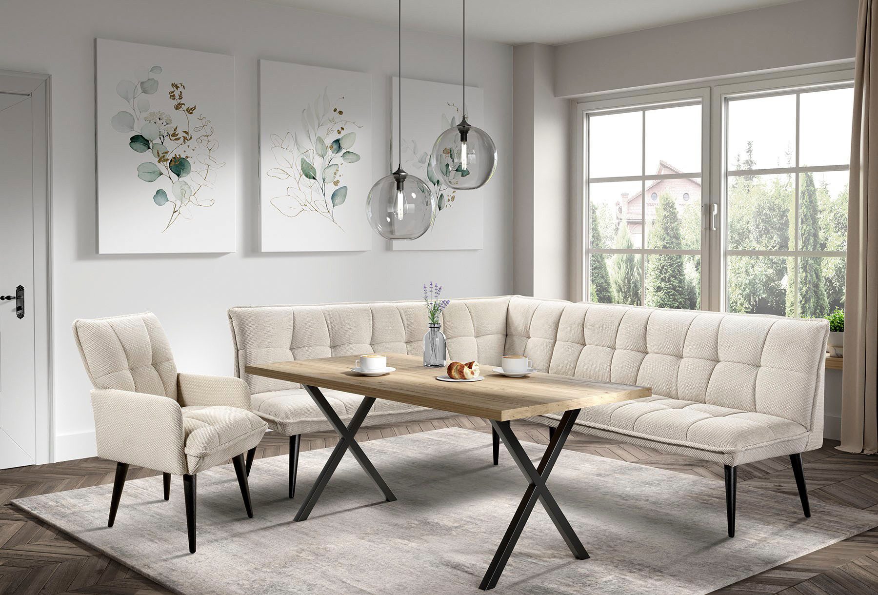 exxpo - sofa fashion Essbank Mocca Essbank, Sitzbank, hoher Sitzkomfort, bequem und elegant, hochwertige Detailverarbeitung