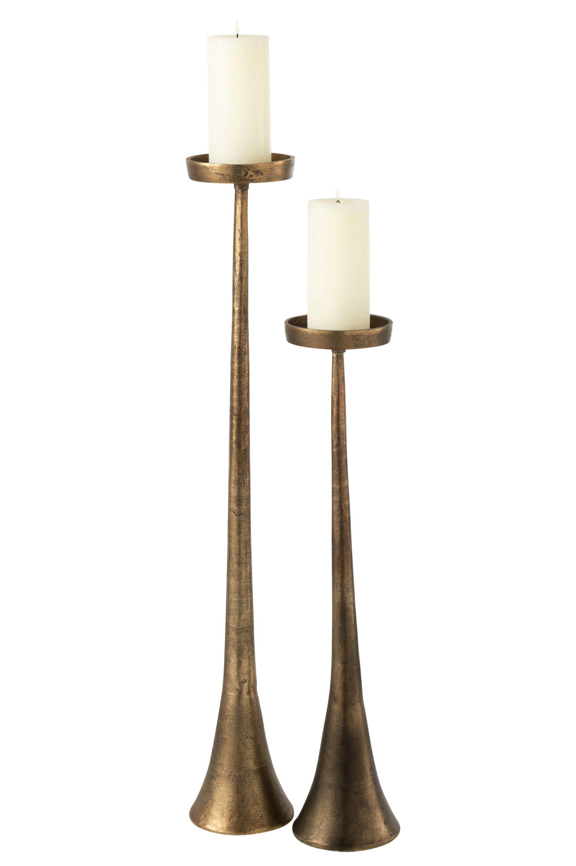 GILDE Dekoobjekt Exklusives 2er Set Bronze Kerzenhalter Eleganz für Ihr Zuhause 62cm od