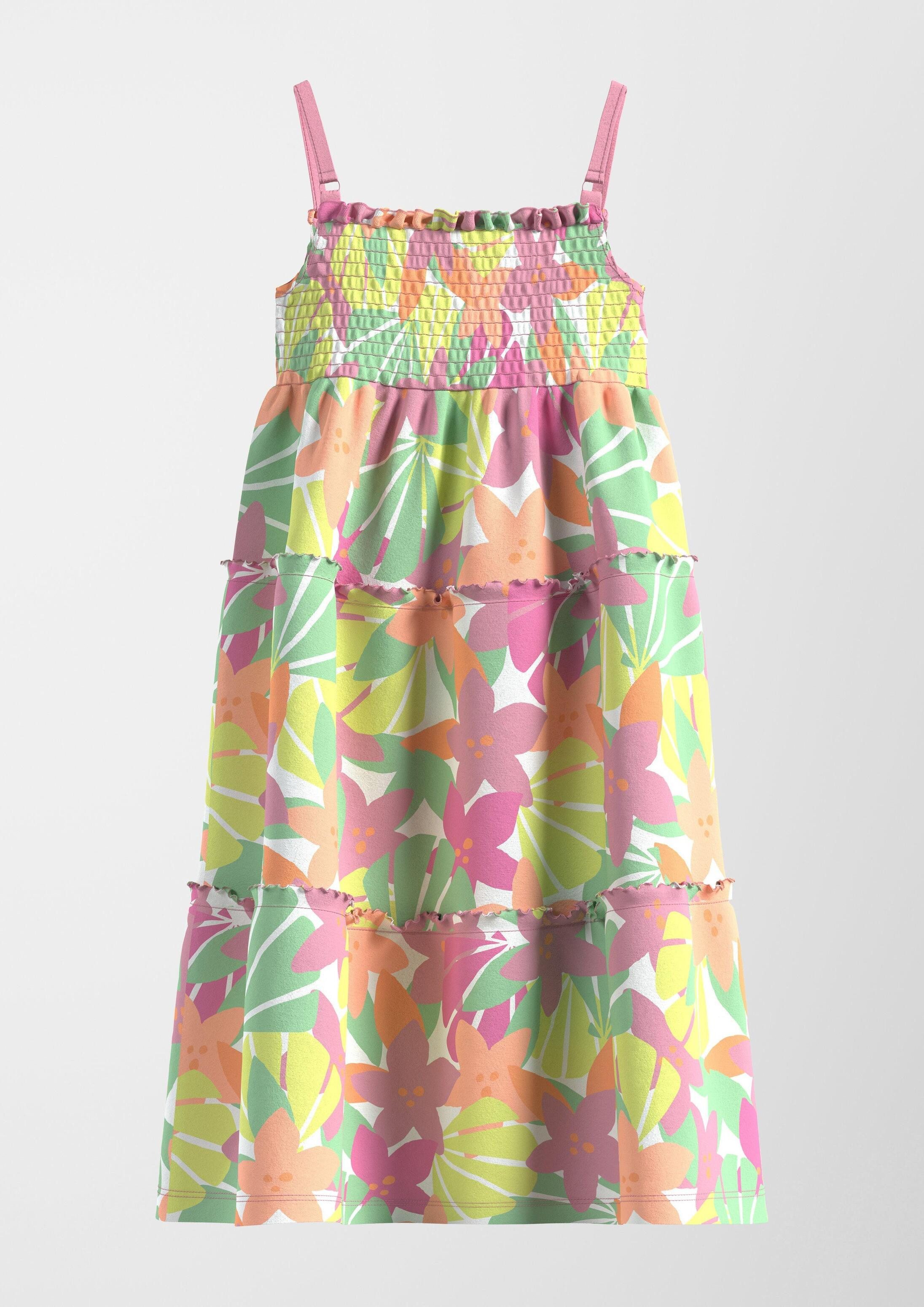 s.Oliver Maxikleid Kleid Kleid mit elastischem Smok-Detail