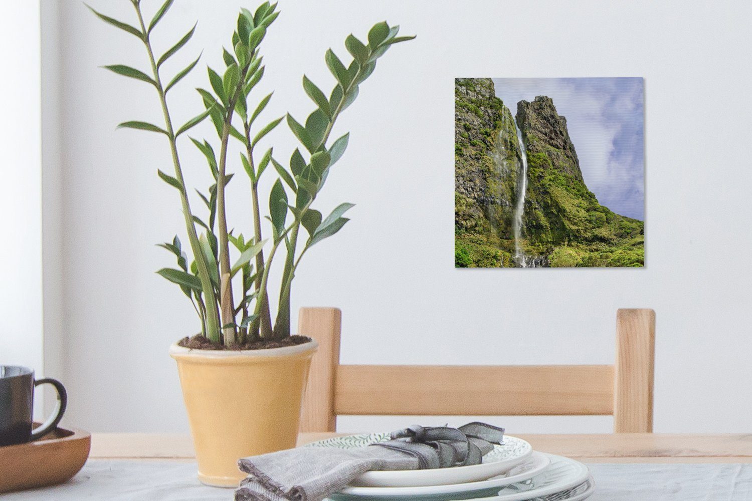 OneMillionCanvasses® Wasserfall Leinwandbild Wohnzimmer Bilder (1 für Azoren St), - - Schlafzimmer Felsen, Leinwand