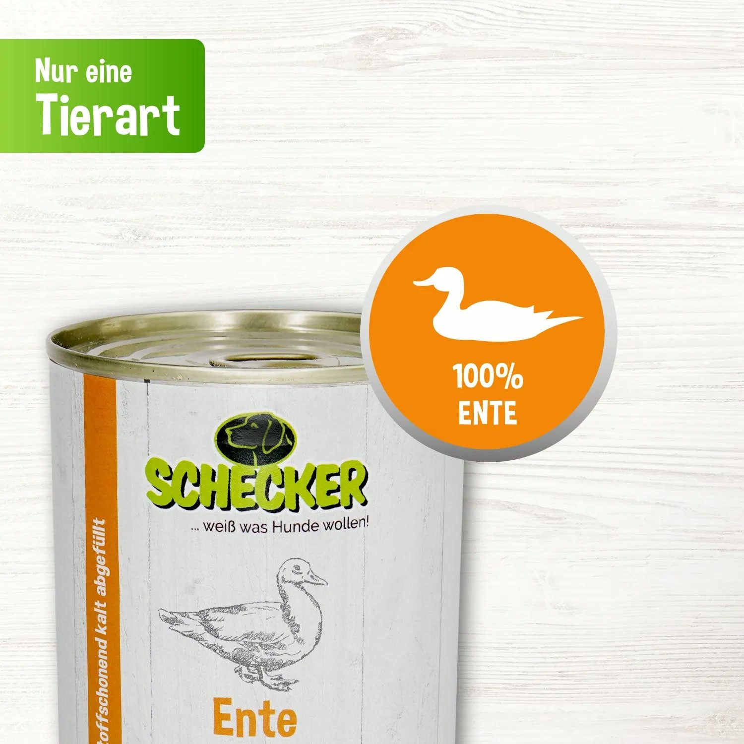 Schecker Nassfutter - Ente PUR - für empfindliche Hunde - geeignet zum BARFen Ente, Nassfutter für: Hunde, ohne billige Füllstoffe, ohne Soja, einfach nur Fleisch