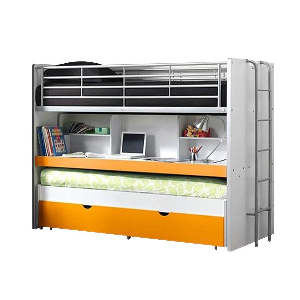 Lomadox Hochbett Weiß Orange