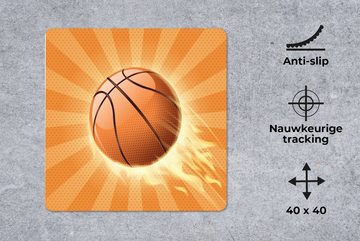 MuchoWow Gaming Mauspad Eine orangefarbene Illustration eines Basketballs, der Geschwindigkeit (1-St), Mousepad mit Rutschfester Unterseite, Gaming, 40x40 cm, XXL, Großes