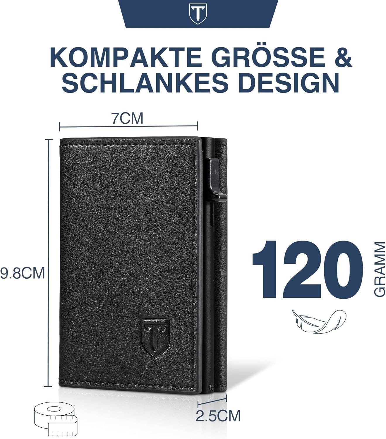 TEEHON Geldbörse Herren Portmonee Herren mit Münzfach & RFID Schutz (1-tlg., Leder Portmonee Slim Wallet Geldbeutel, 10 Fächer für Kreditkarten), Magnetischer W – Bild 5 von 5