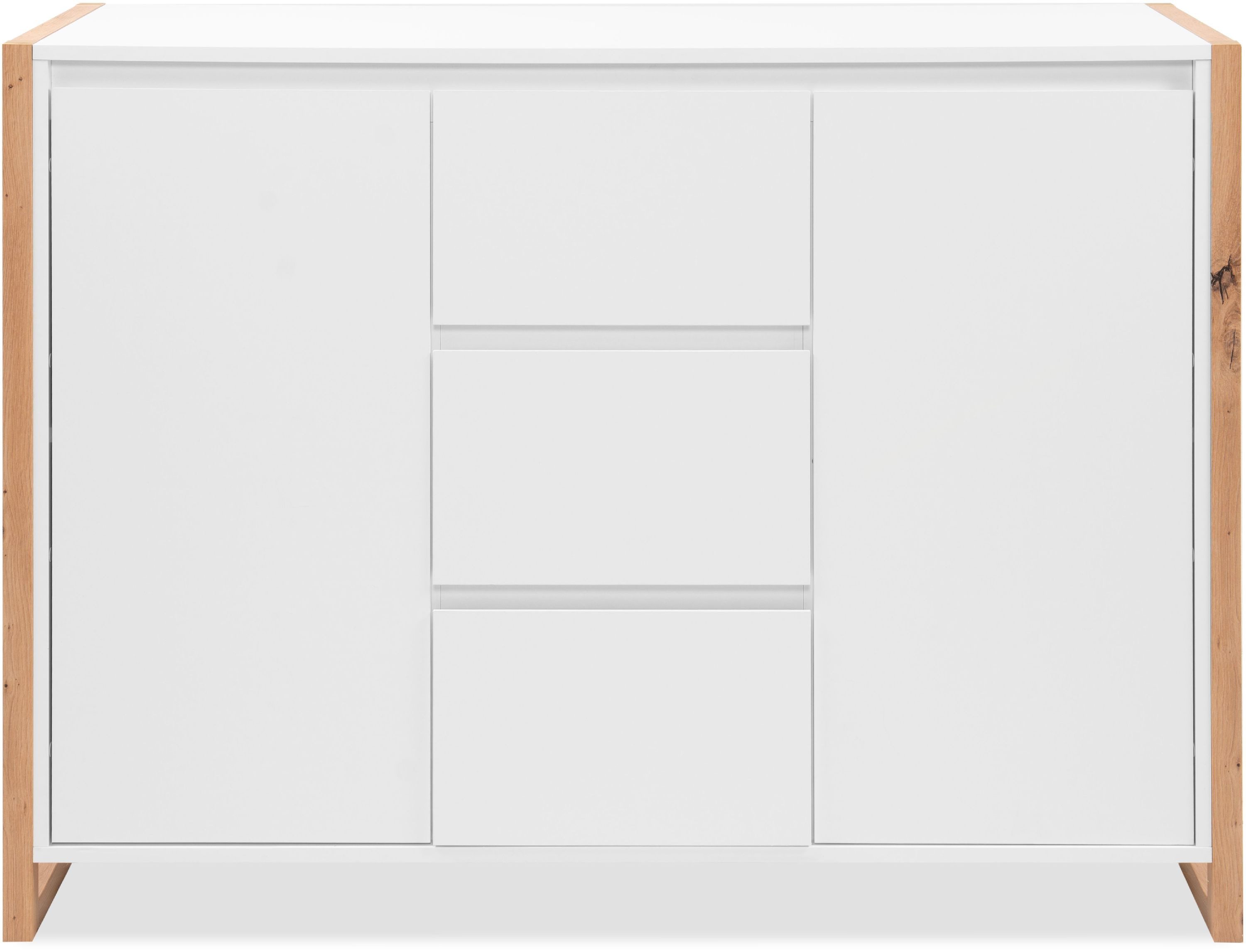 Finori Kommode Denver 2, weiß / Dekor Artisan Oak HxBxT 88x120x40 cm