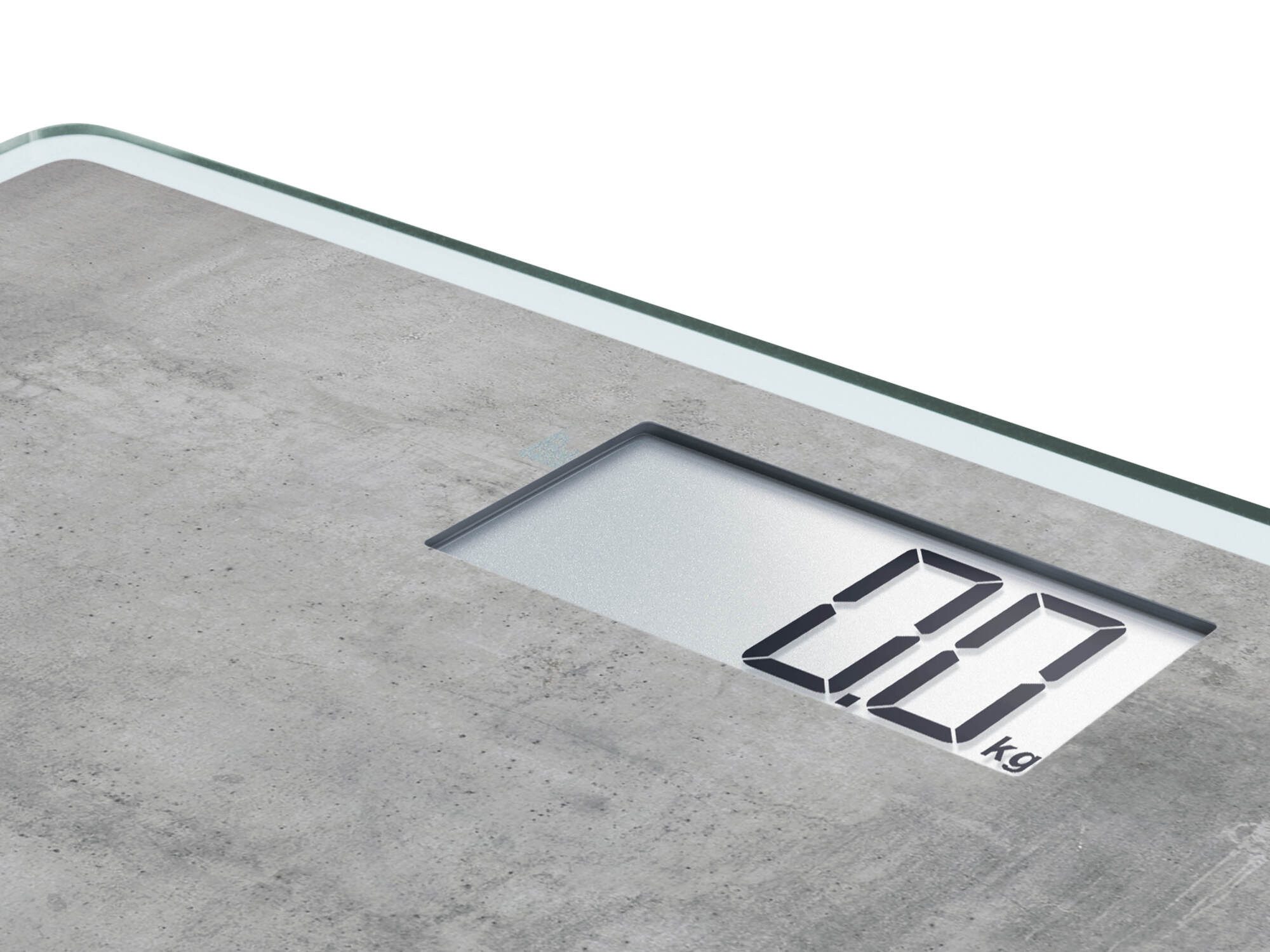 Soehnle Personenwaage Style Sense Compact 300 Concrete, 1-tlg., LCD-Anzeige, flaches Design, bis 180kg, große Trittfläche, kg/lb/st – Bild 4 von 5