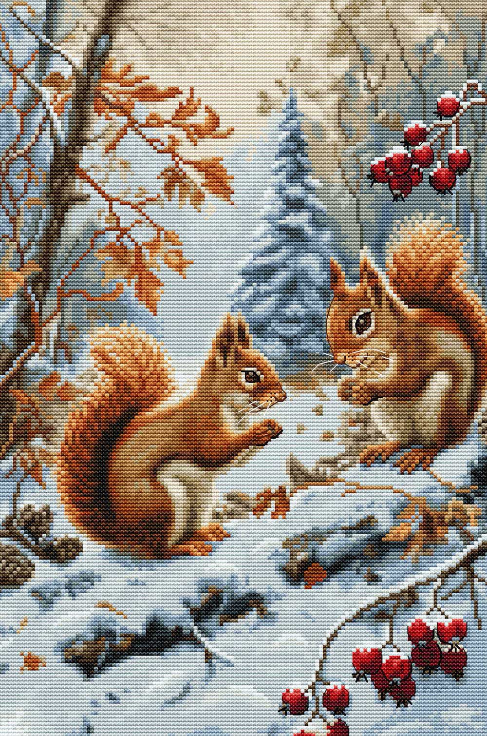 Luca-S Kreativset Kreuzstich Stickpackung "Eichhörnchen", Zählmuster, 21x32cm, (embroidery kit by Marussia)