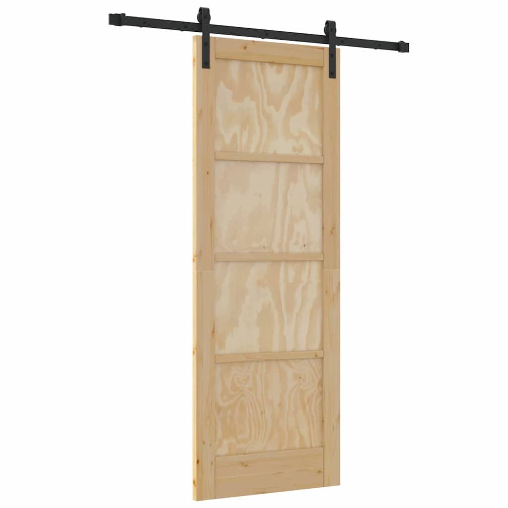 vidaXL Haustür Schiebetür Natur und Schwarz 73,5 x 198,5 cm (1-St)