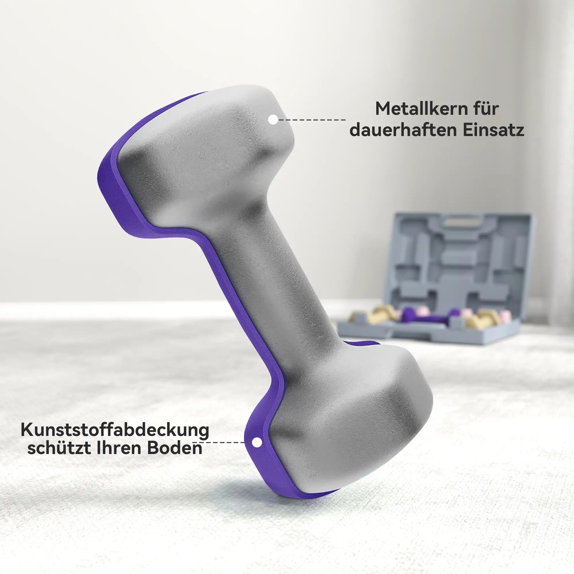 BlingBin Hantel-Set 6er Set Hanteln mit Gewichten, Kurzhantelset aus Stahl für Frauen, (6 Stück, 2 x 1 kg, 2 x 1,5 kg und 2 x 2 kg), Dumbbell Set für Zuhause, Fitnessstudio, Krafttraining