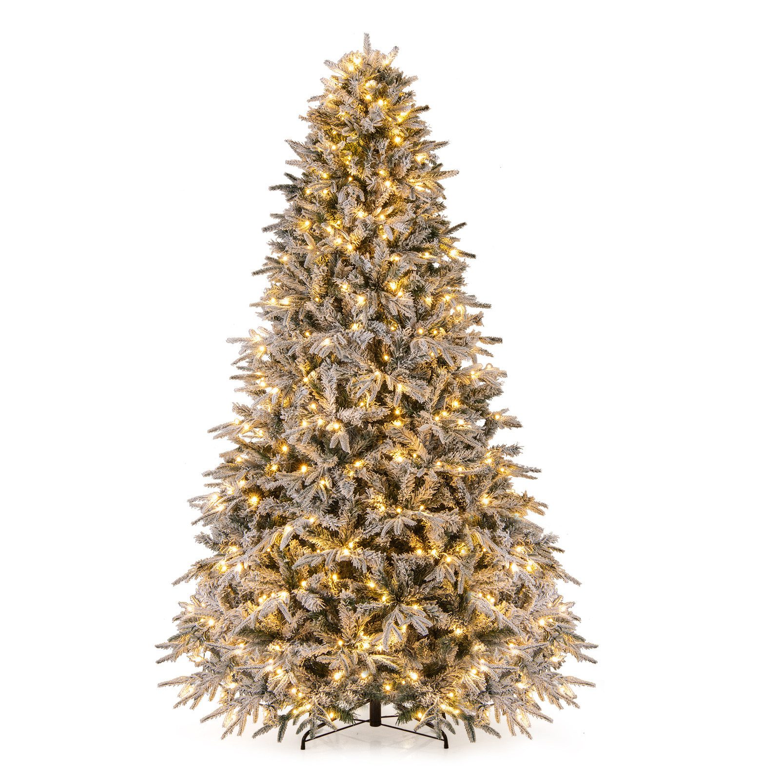 COSTWAY Künstlicher Weihnachtsbaum, 240cm, mit Schnee & 460 warmweißen LEDs
