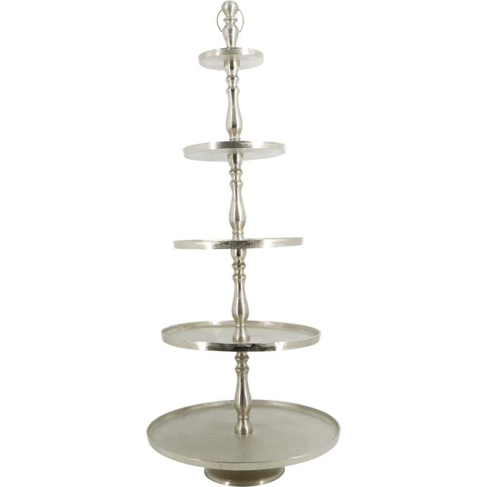 Lesli Living Dekoetagere Etagere BRUSH 5-stöckig Aluminium Nickel gebürstet ø61x140cm