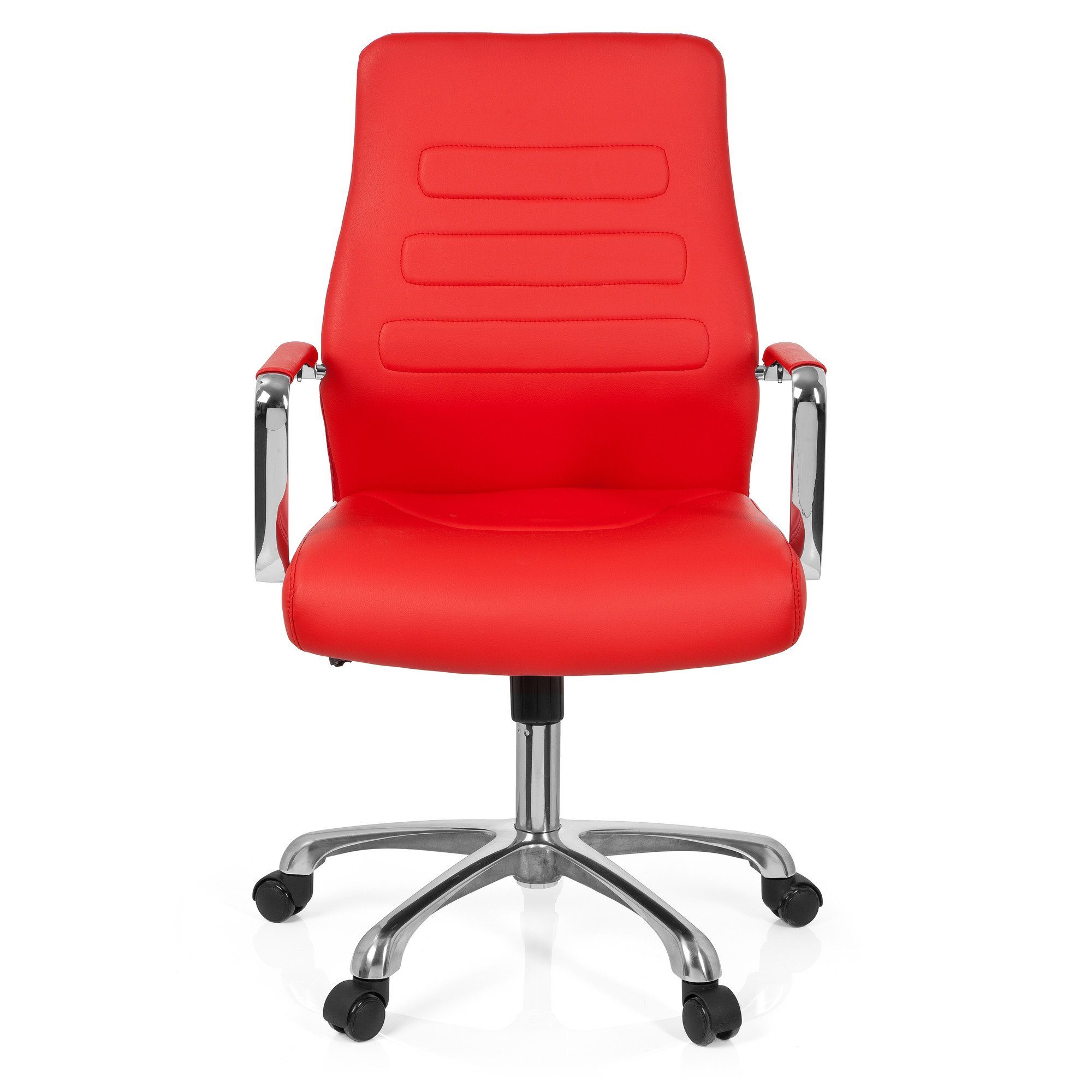 hjh OFFICE Chefsessel Profi Chefsessel TEWA Kunstleder mit Armlehnen, Drehstuhl Bürostuhl ergonomisch Rot