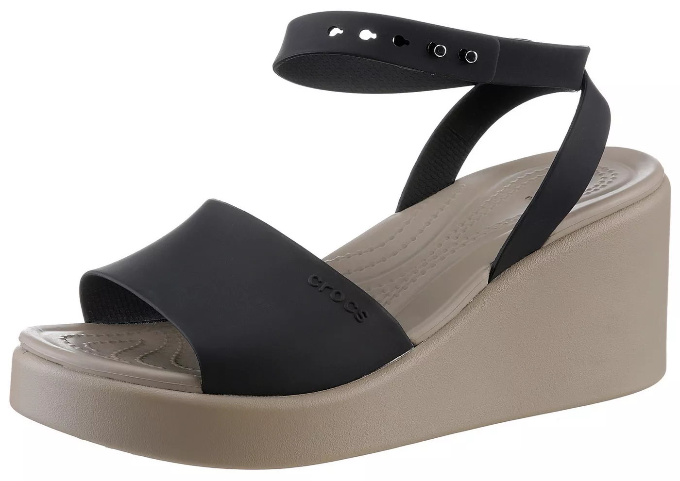 Crocs Brooklyn Ankle Strap Wedge Keilsandalette, Plateausandale, Sandale in Bequemweite G (weit)