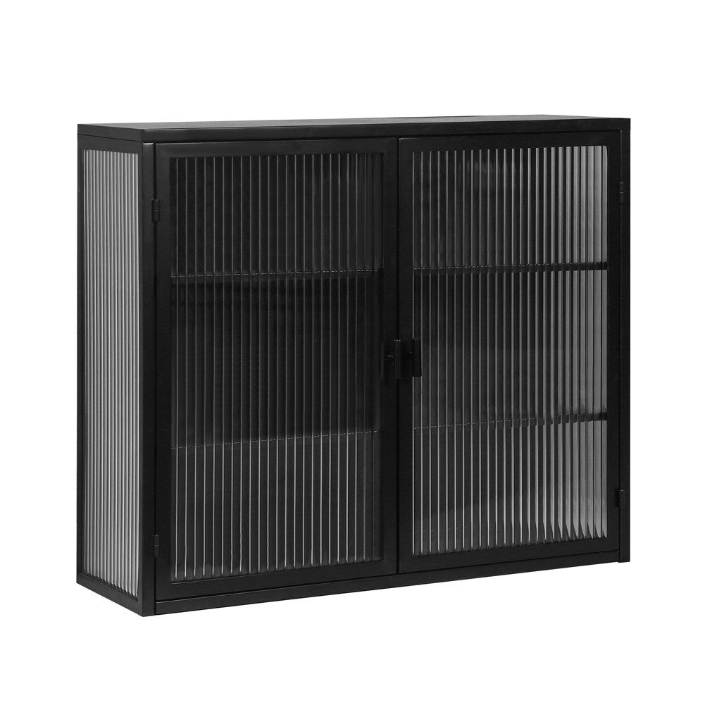 HT Hängeschrank mit dreistufiger Lagerung, 70 x 60 x 23 cm Glastüren Moderner zweitüriger Wandschrank für Eingangsbereich, Küchen