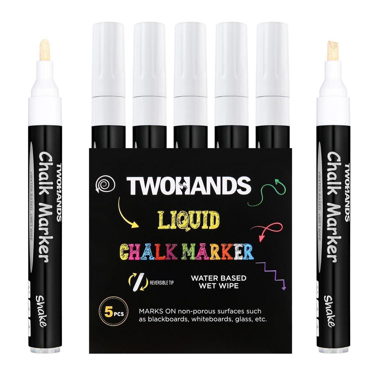LuxusKollektion Kreidemarker Kreidestifte 5er Set Weiß, abwaschbar