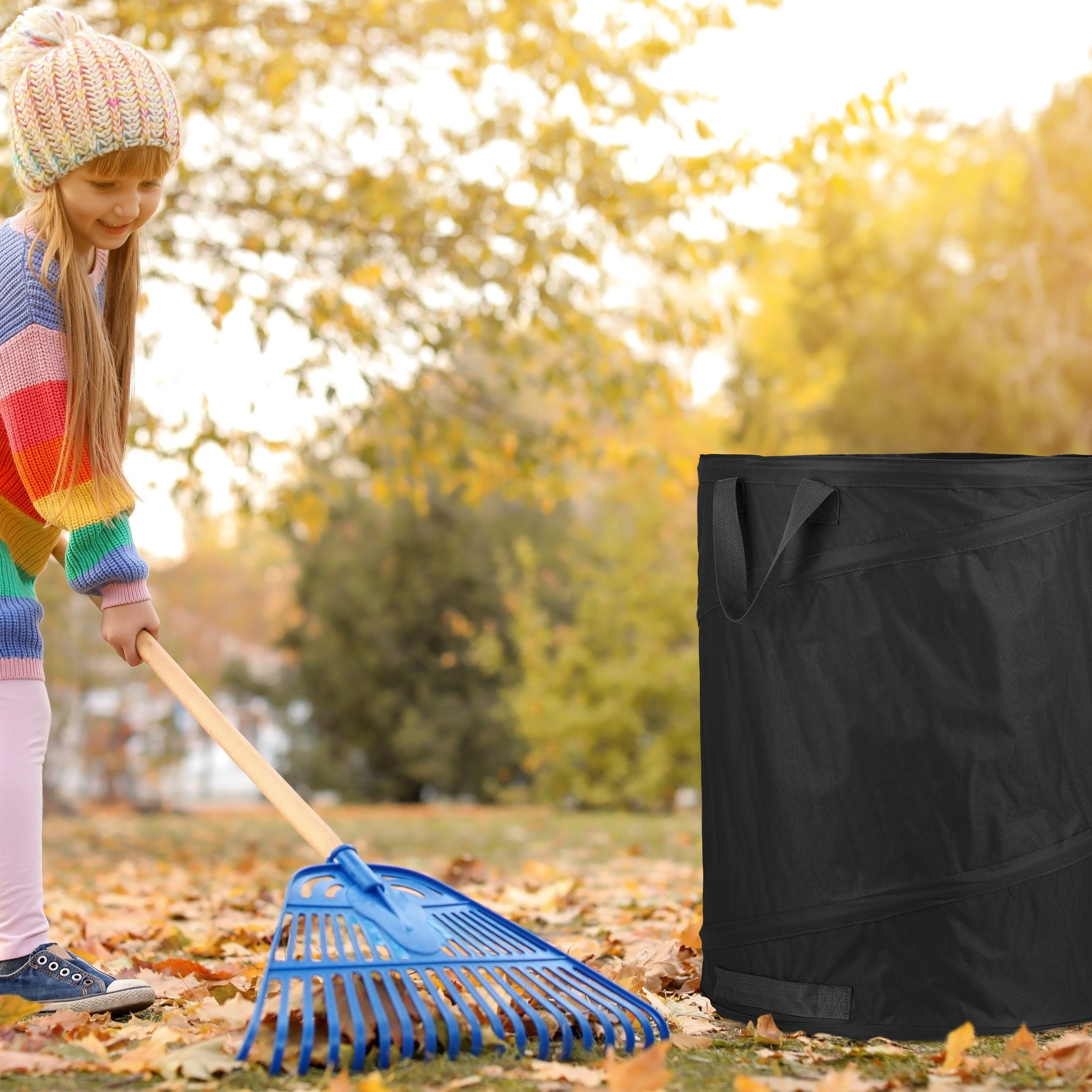 relaxdays Gartensack 3er Set Pop Up Laubsack 85 L schwarz, für Grünschnitt, Laub und Unkraut, 85 l, (3-tlg)