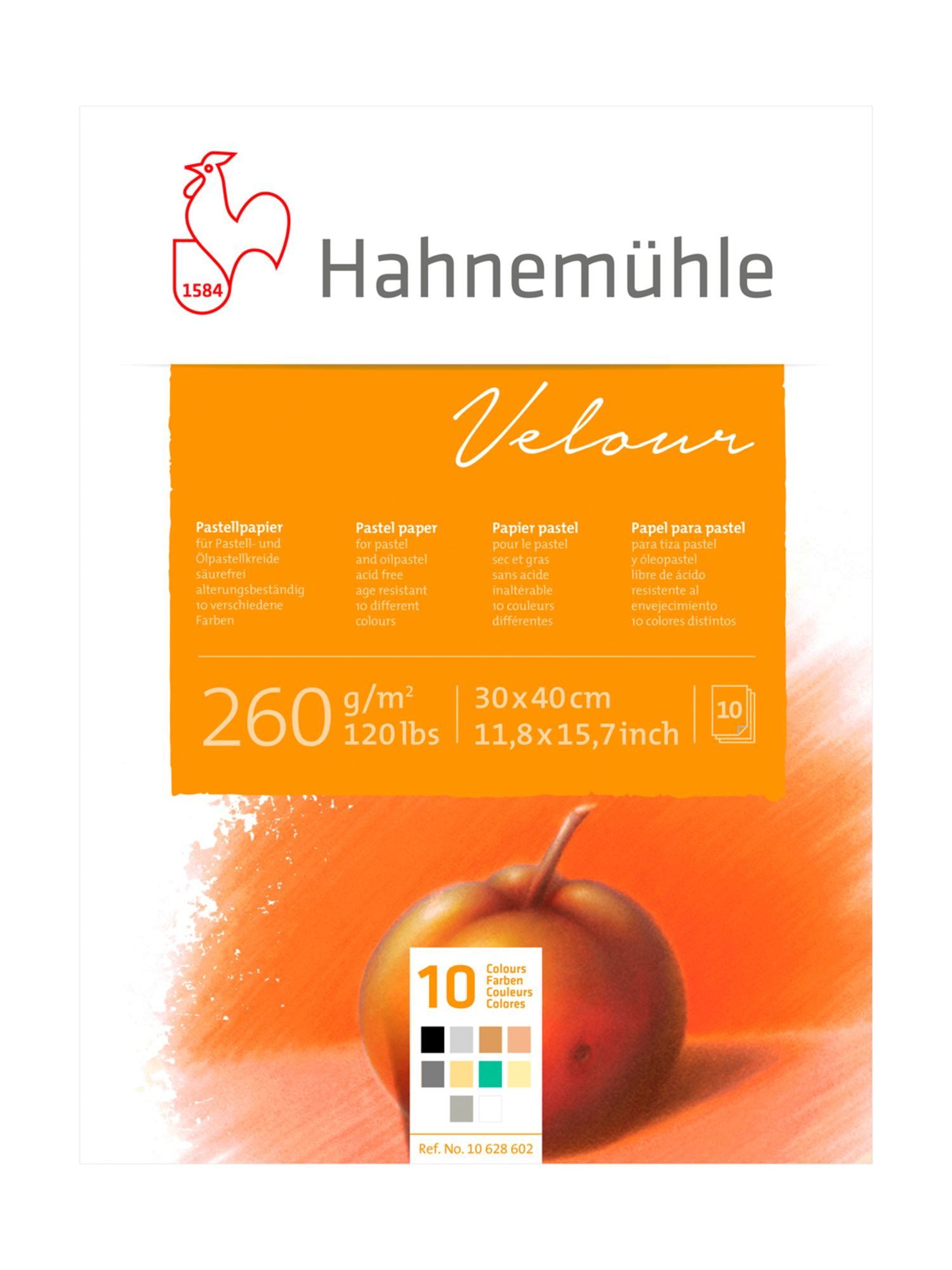 Hahnemühle Zeichenpapier Velour Pastellpapier 10 Farben, 30x40cm, 260g/m², 10 Blatt