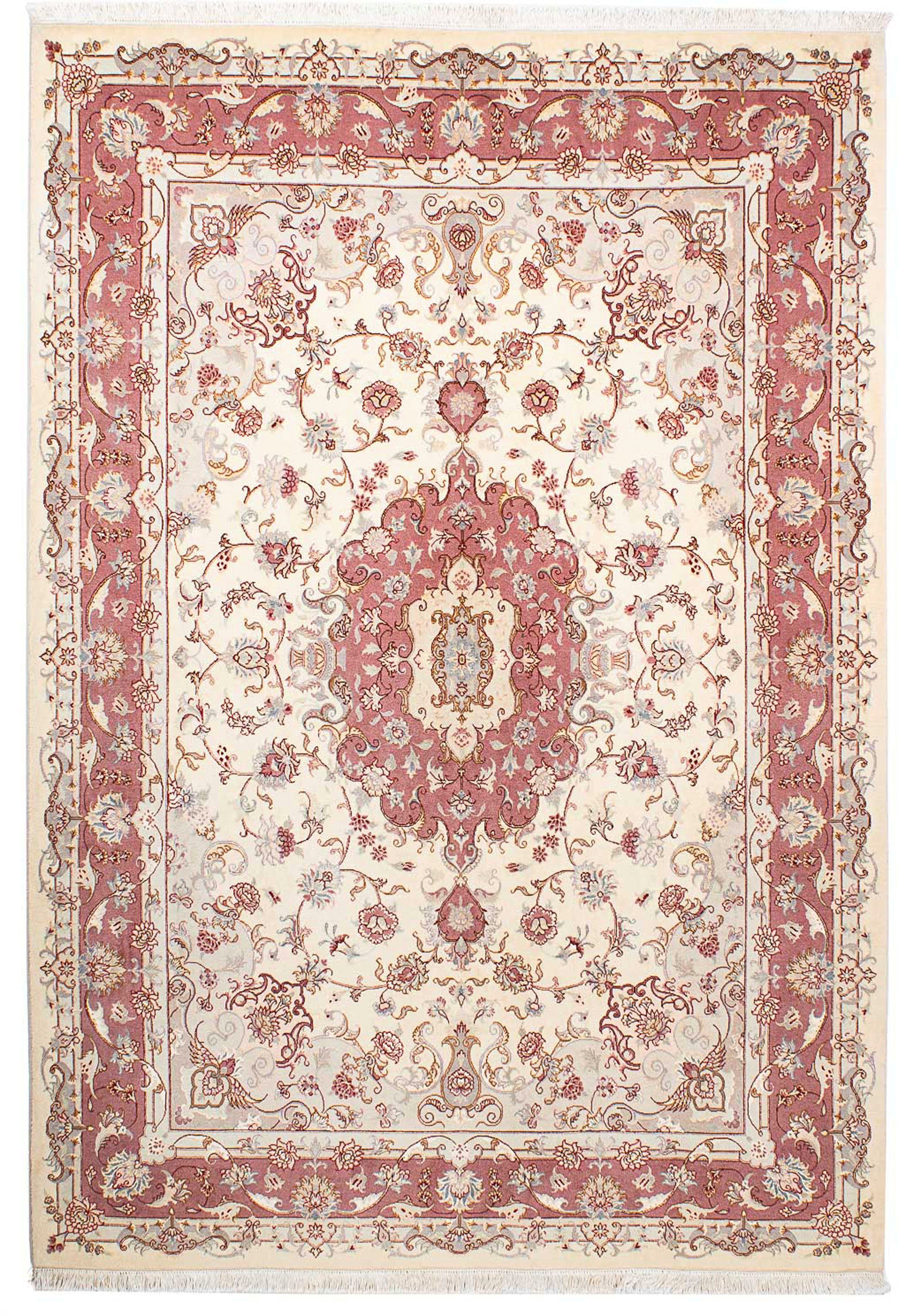 Orientteppich Perser - Täbriz - rechteckig, Wohnzimmer, mm, mit 7 beige, x Zertifikat 167 - Handgeknüpft, Einzelstück morgenland, 242 Royal cm - Höhe