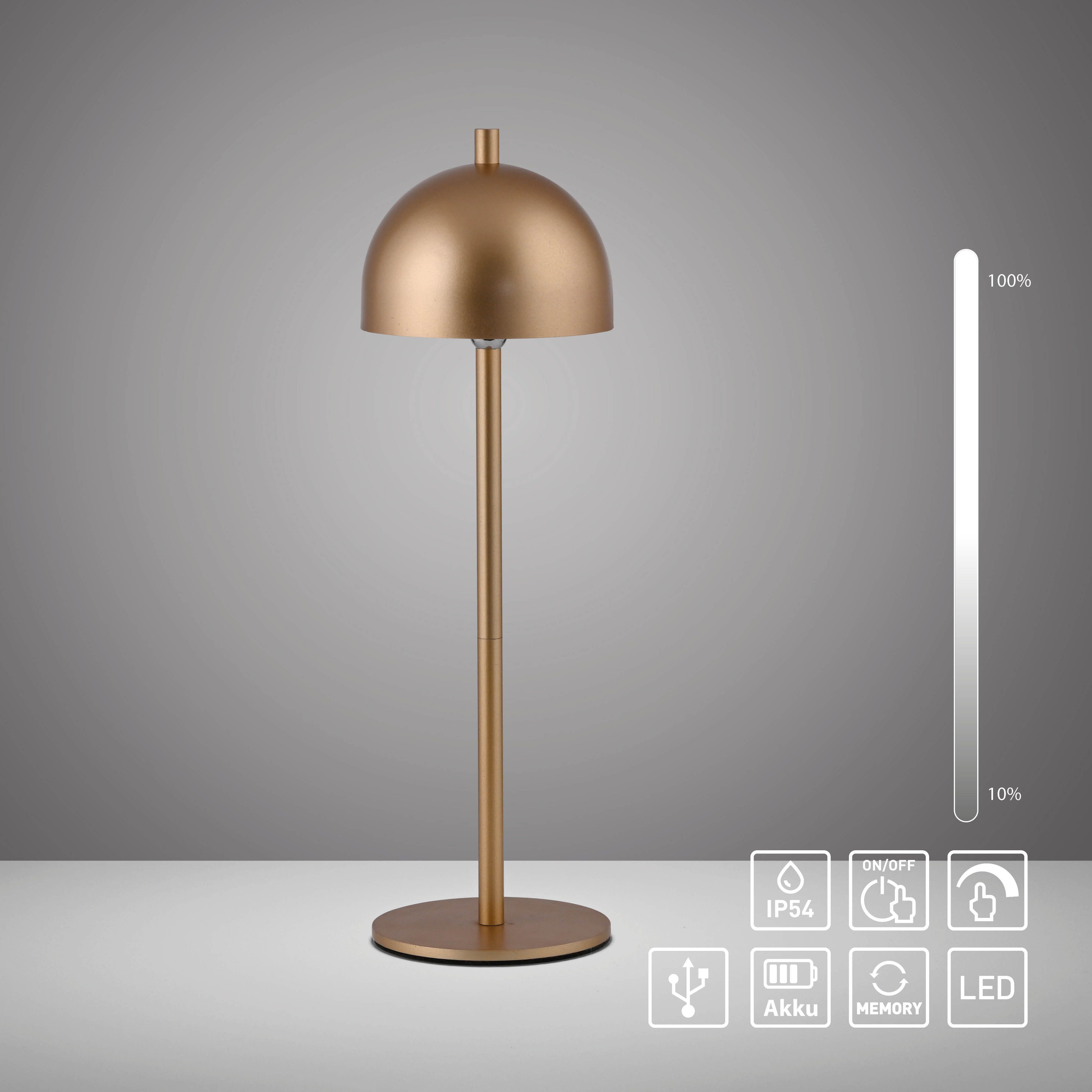 SCHÖNER WOHNEN-Kollektion LED Tischleuchte BELLIS, USB-Ladefunktion, LED fest integriert, Warmweiß, SCHÖNER WOHNEN Kollektion, Touchdimmer, Memoryfunktion, IP54 – Bild 5 von 5