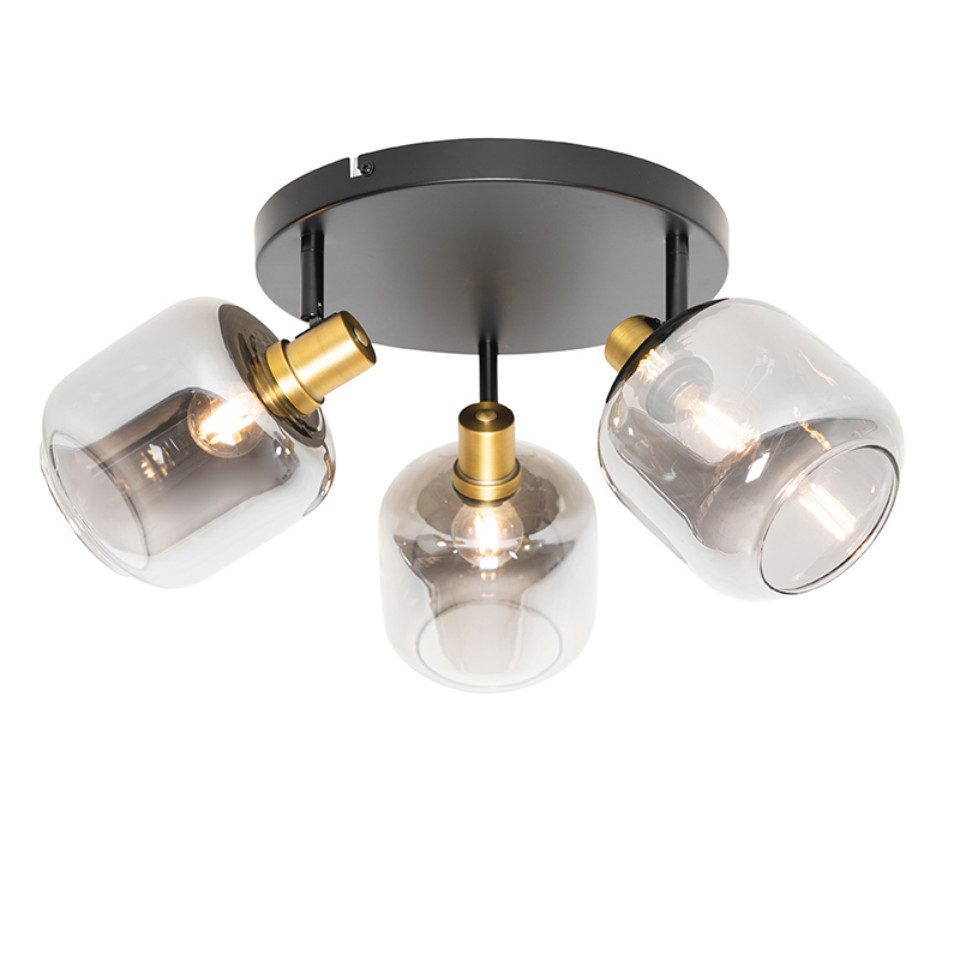 Qazqa LED Aufbaustrahler Zuzanna, ohne Leuchtmittel, E14, Grau, Modern, Glas, 3-flammig