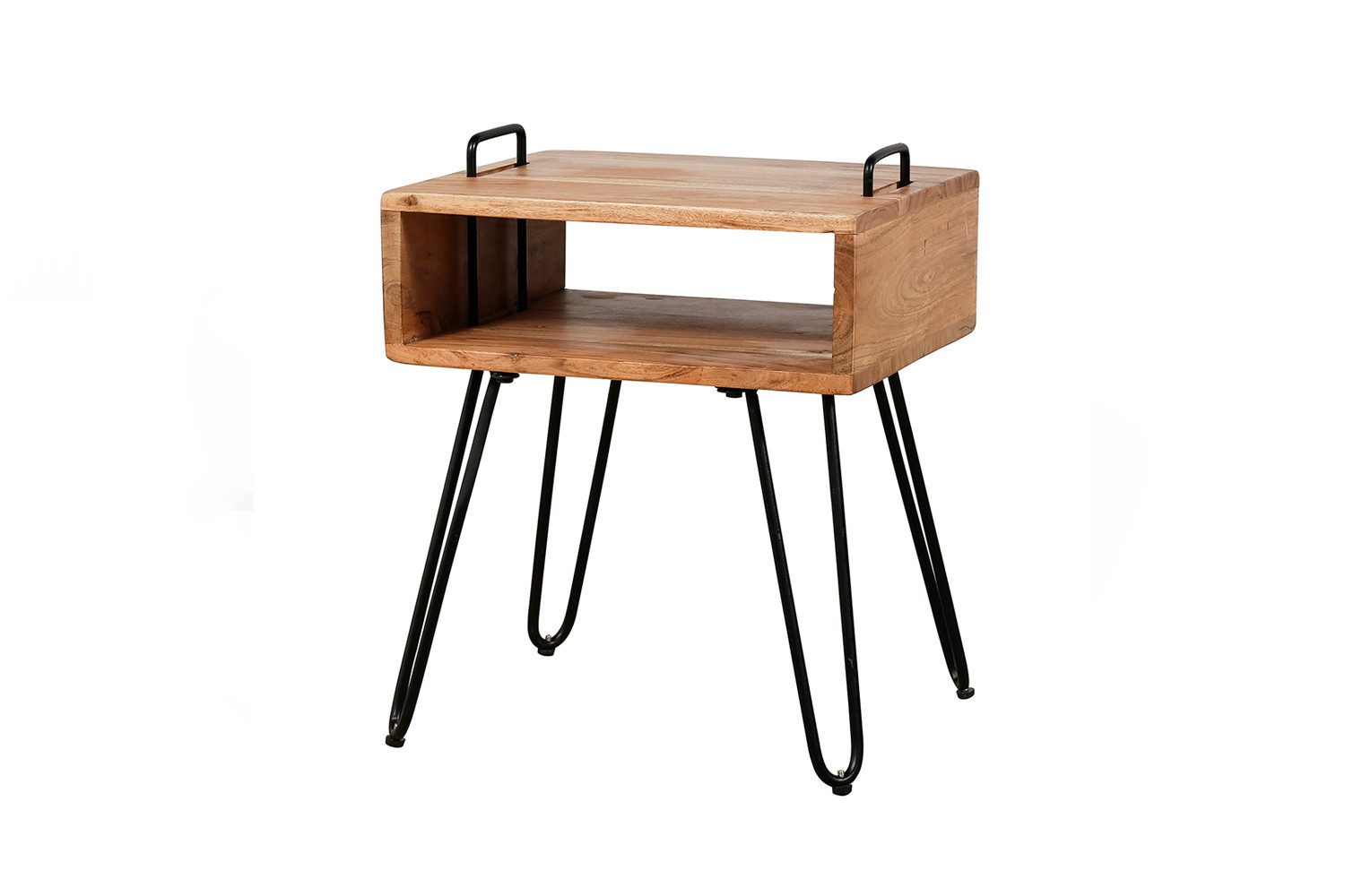 KAWOLA Nachttisch QARO, Beistelltisch Akazie massiv natur