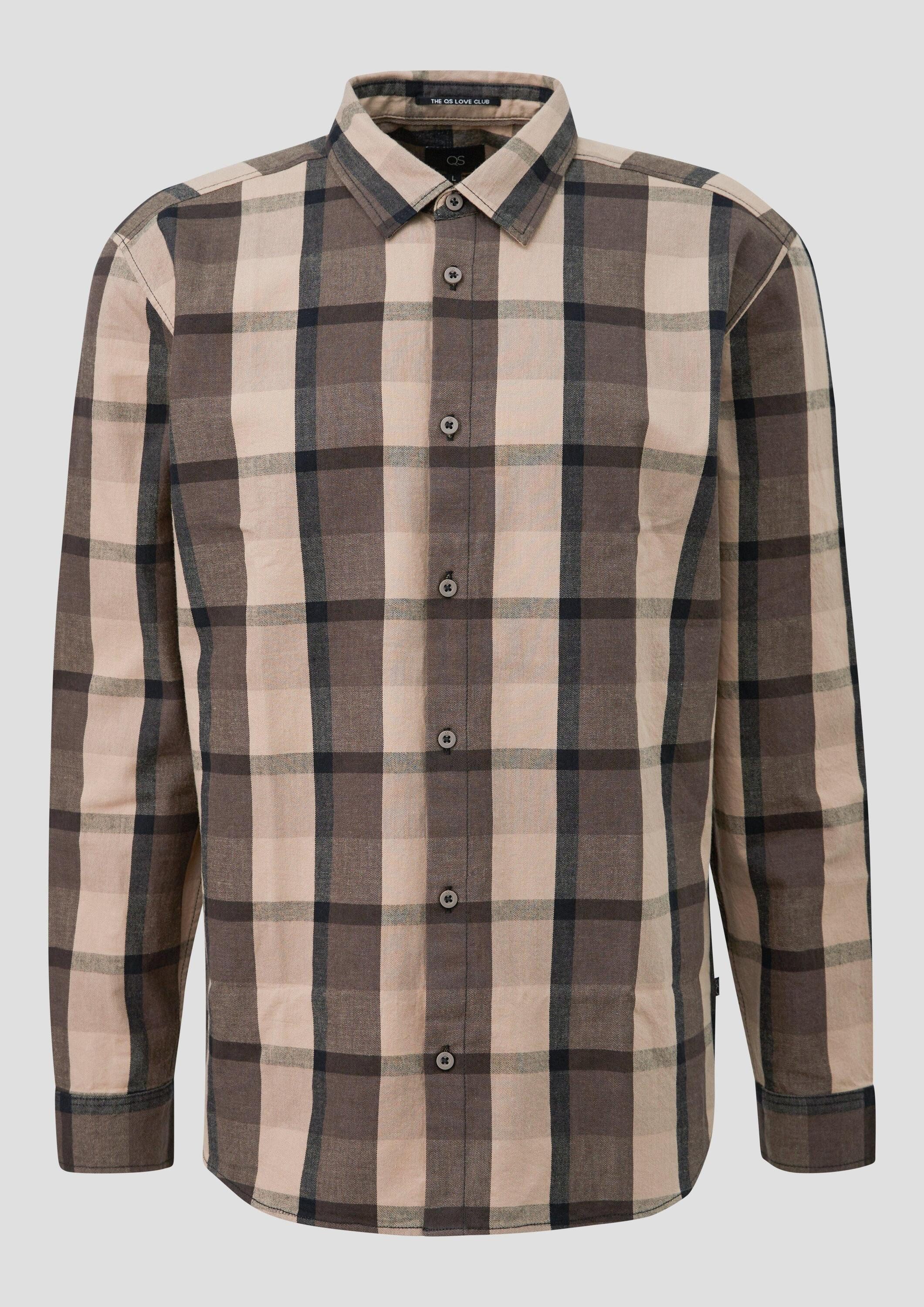 QS Langarmhemd Hemd Regular Fit: Kariertes Flanellhemd