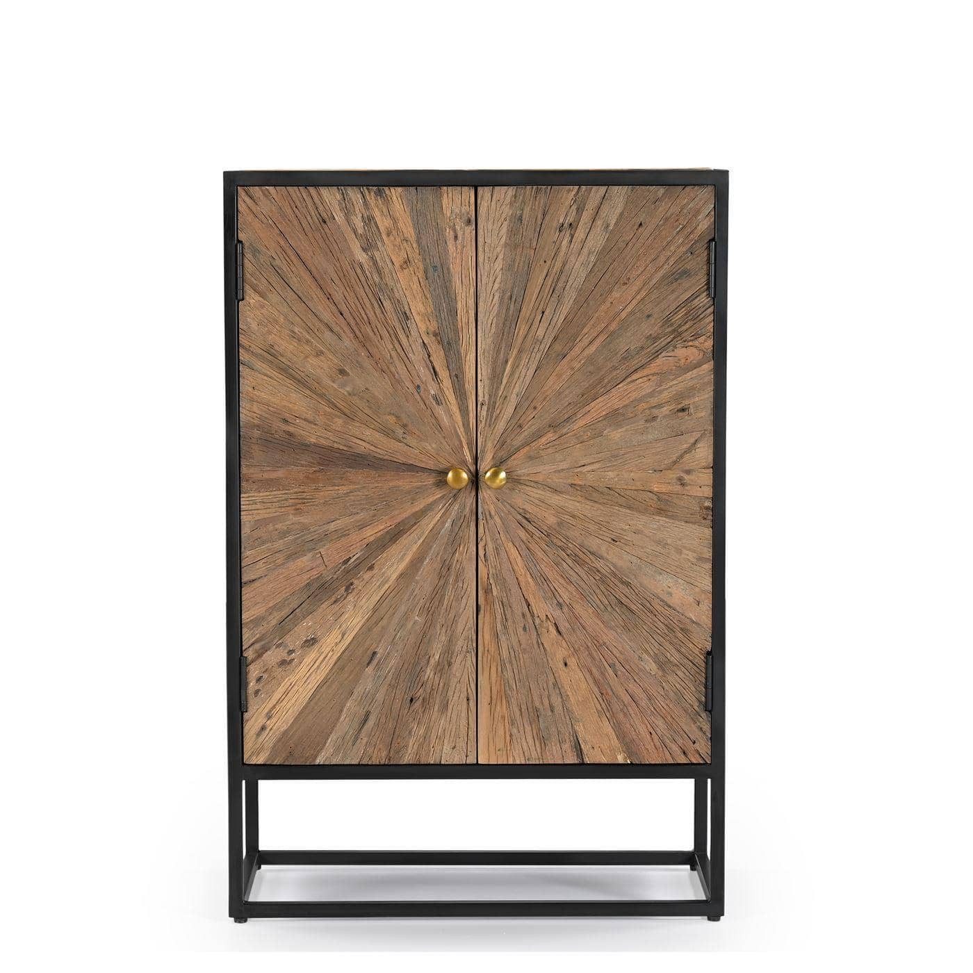 baario Highboard Highboard MERID Altholz, Metall & recyceltes Altholz Stern Design Sonne Handarbeit