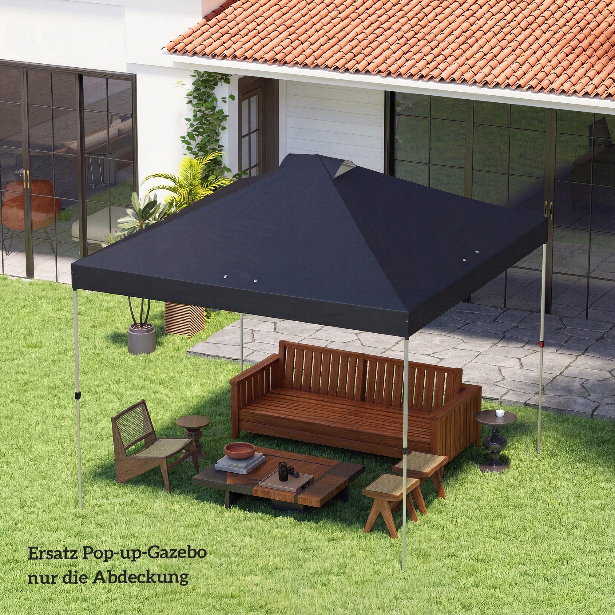 MC Star Pavillon-Ersatzdach Pavillon-Dach Ersatz UV50+ wasserfest, (mit 8 Abflusslöchern 3 x 3 m, Blau)