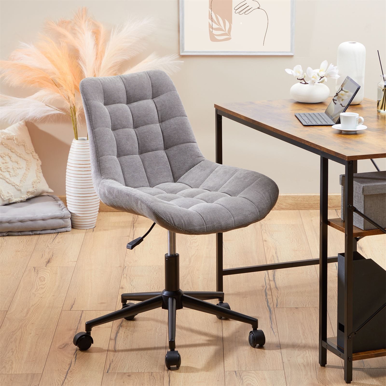 IDIMEX Drehstuhl VASILO, Bürostuhl höhenverstellbar mit Metallgestell und Cordstoff