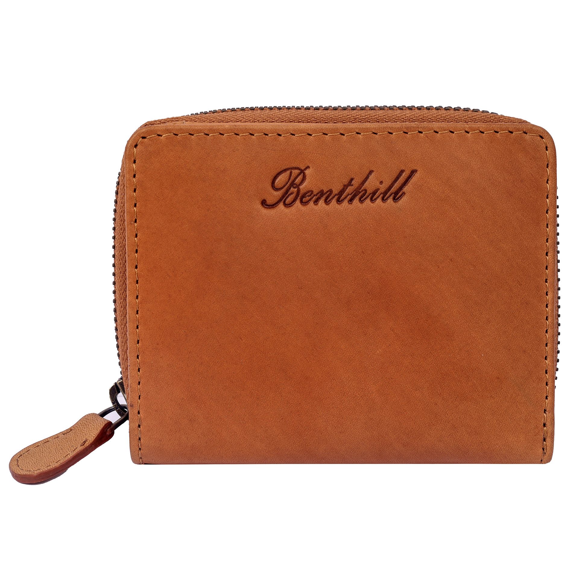 Benthill Geldbörse Klein Echt Leder RFID Damen & Herren Geldbeutel Slim-Wallet Portmonee, RFID-Schutz Kartenfächer Münzfach Reißverschlussfach – Bild 5 von 5