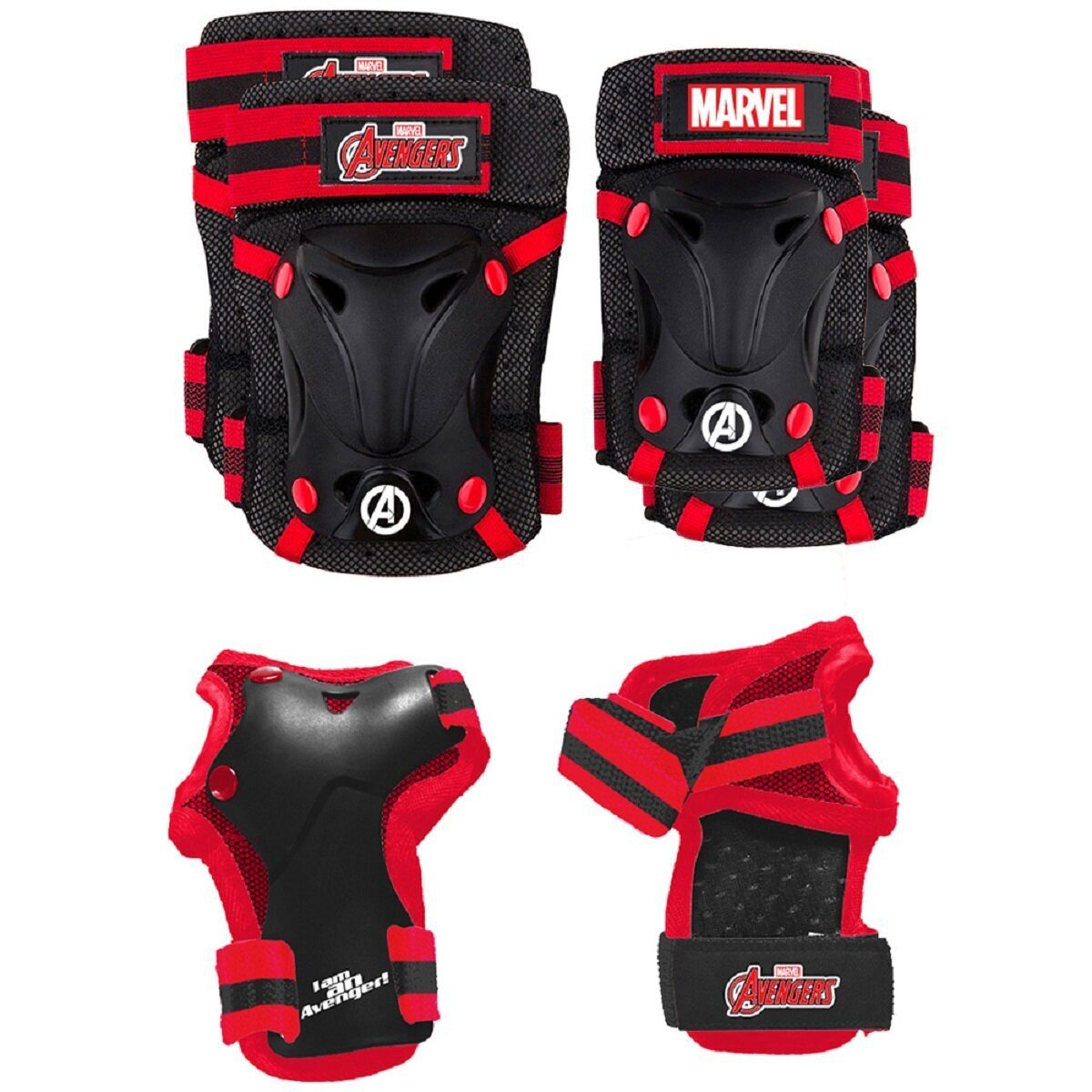 MARVEL Skateboard Marvel Avengers Schoner-Set – Skateboard & Inliner Schutz für Kinder