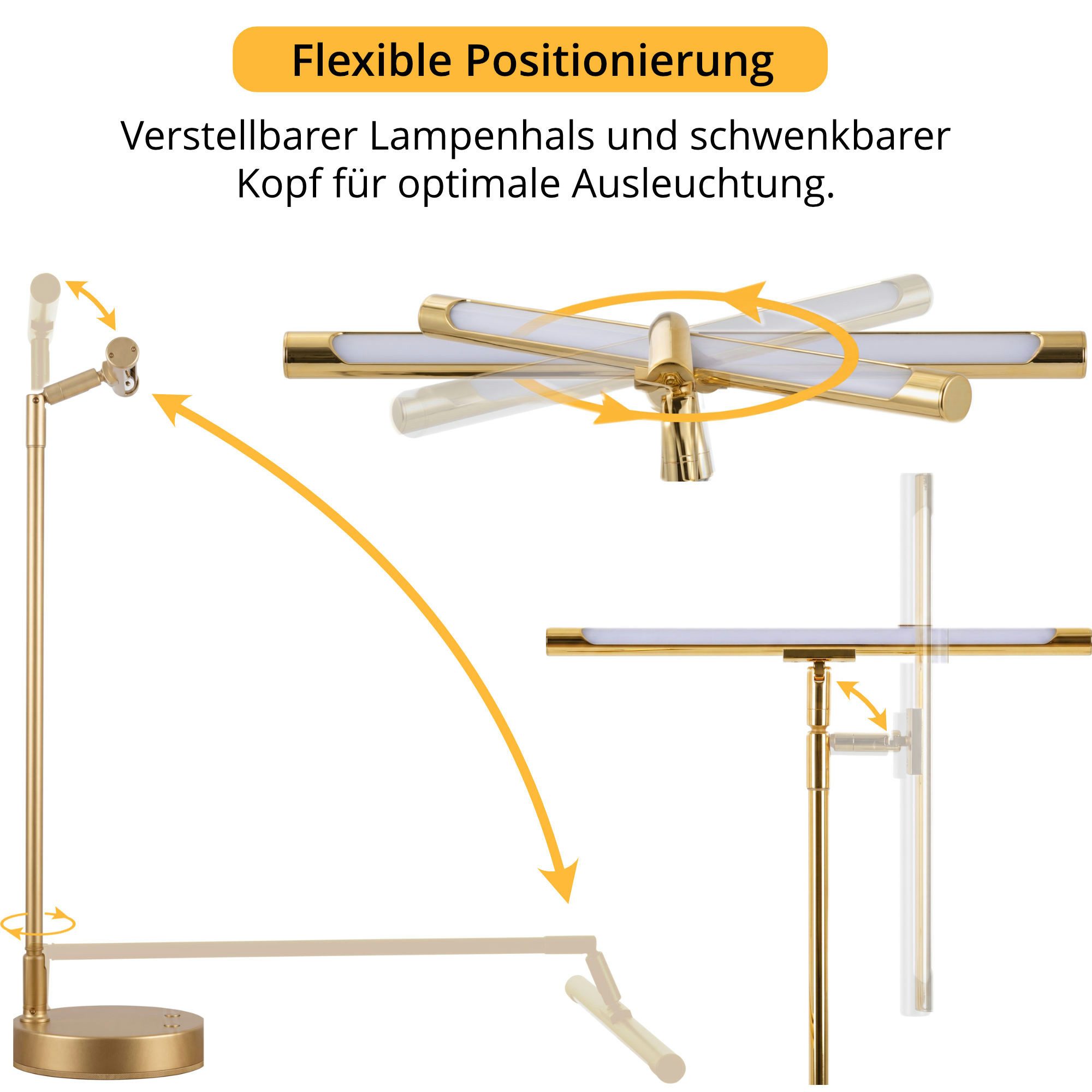 Classic Cantabile LED Tischleuchte 12520 GD Pianoleuchte Gold, LED, warm-weiß, stufenlos dimmbare Leuchte und 78 helle LEDs im breiten Schirm – Bild 5 von 5