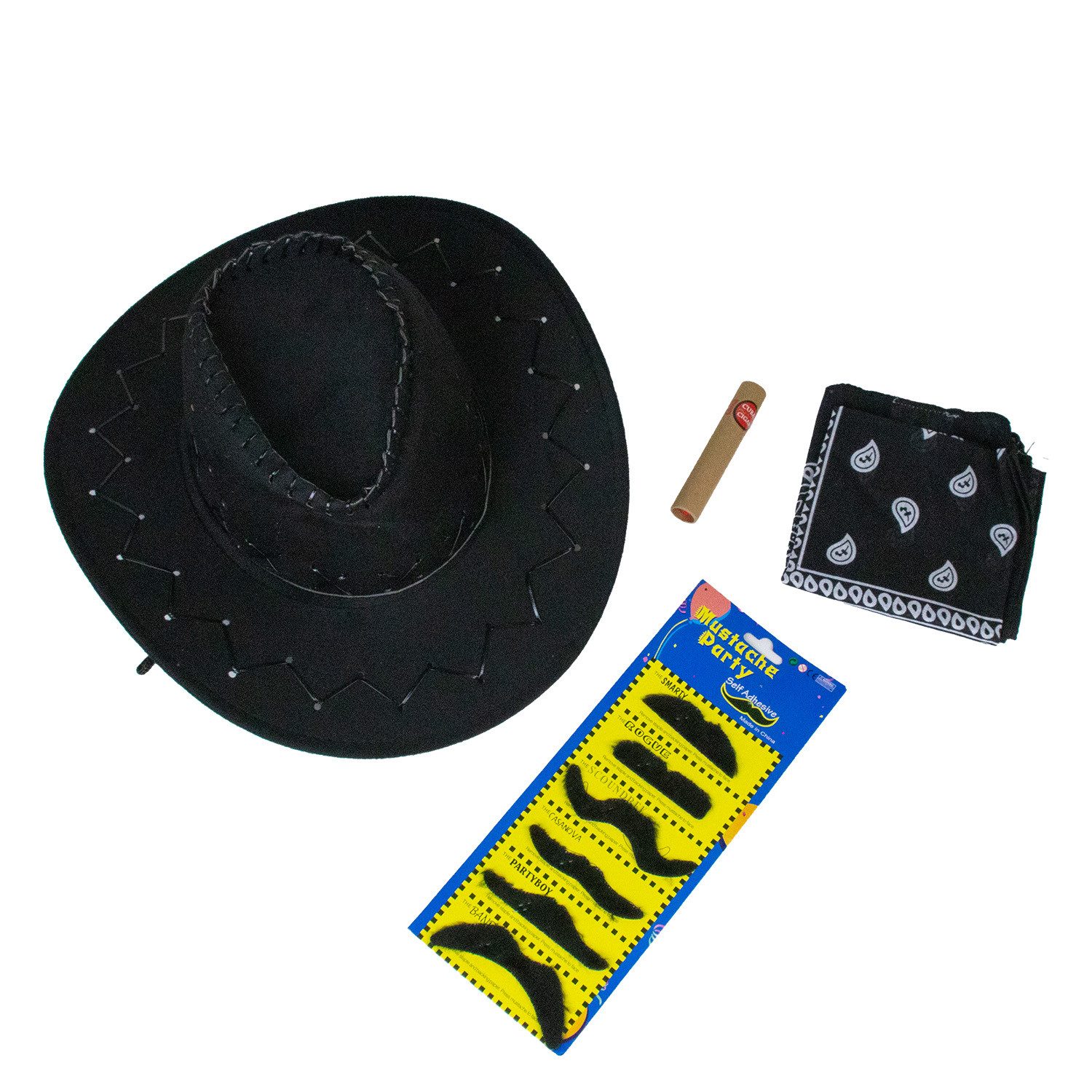Kostüm Cowboy Kostümset 9-teilg - 414044, Schwarz - Cowb