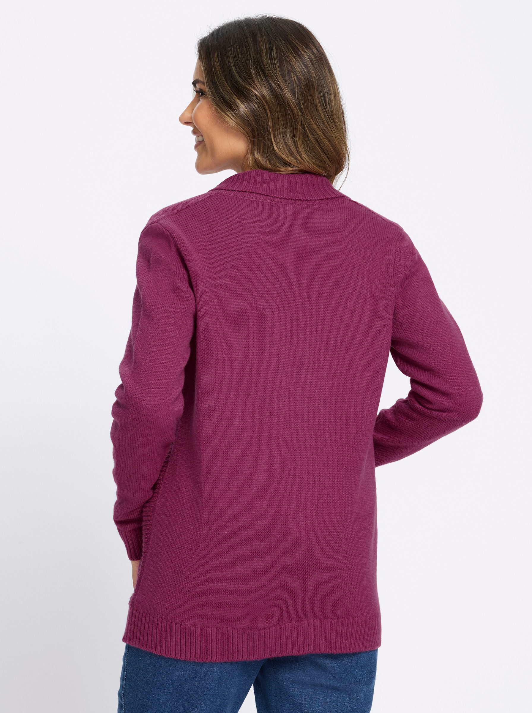 Sieh an! Strickjacke Cardigan Langarm Rippoptik, Jersey günstig online kaufen
