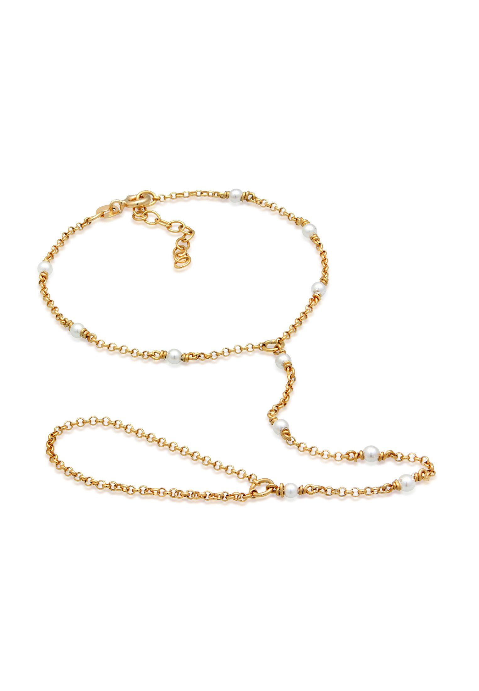 Elli Armkette Hand Chain Handkette Muschelkernperlen 925 Sterling Silber (kein Set, 1-tlg)