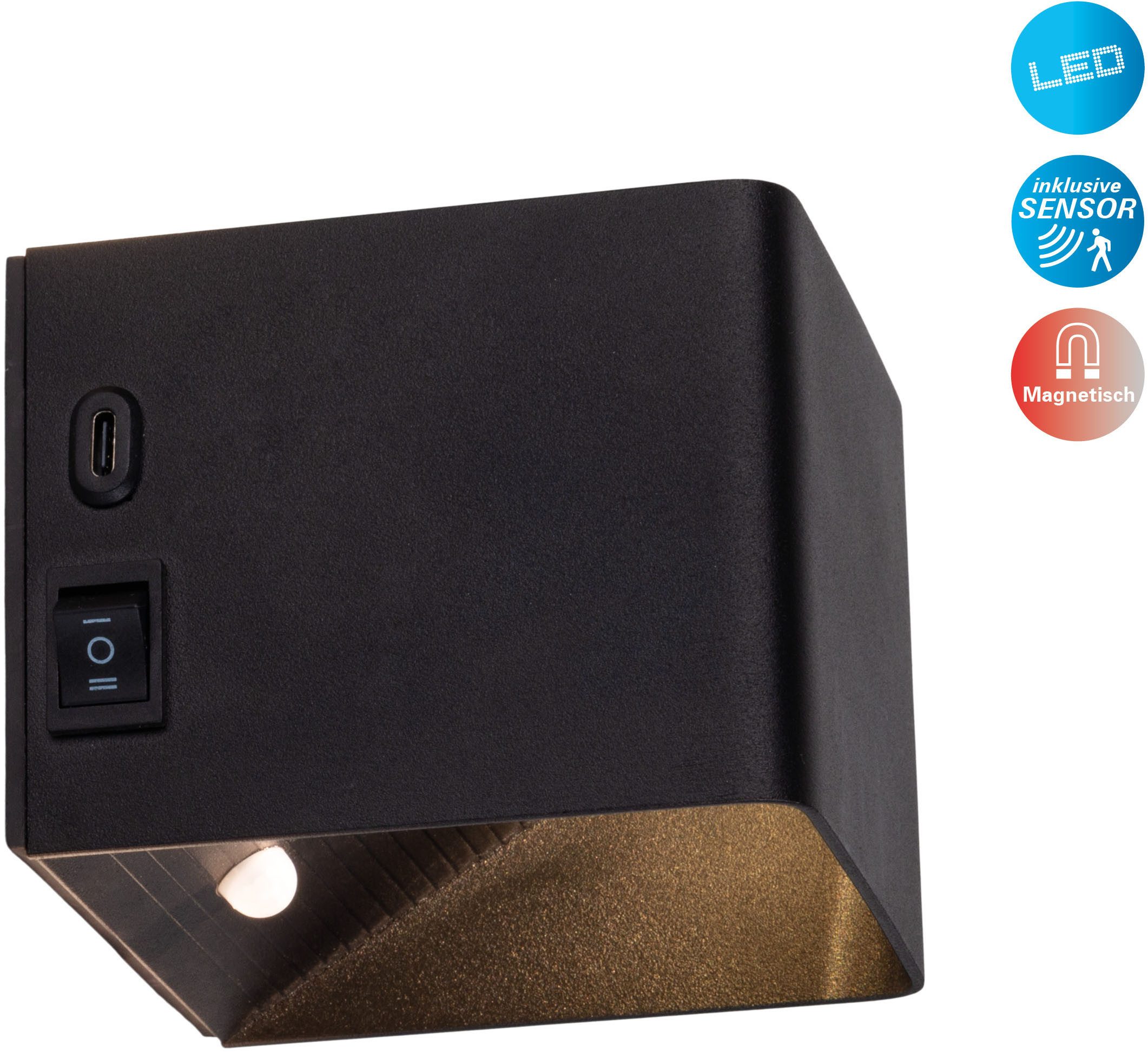 näve LED Wandleuchte Cube, Bewegungsmelder, Ein-/Ausschalter, günstig online kaufen