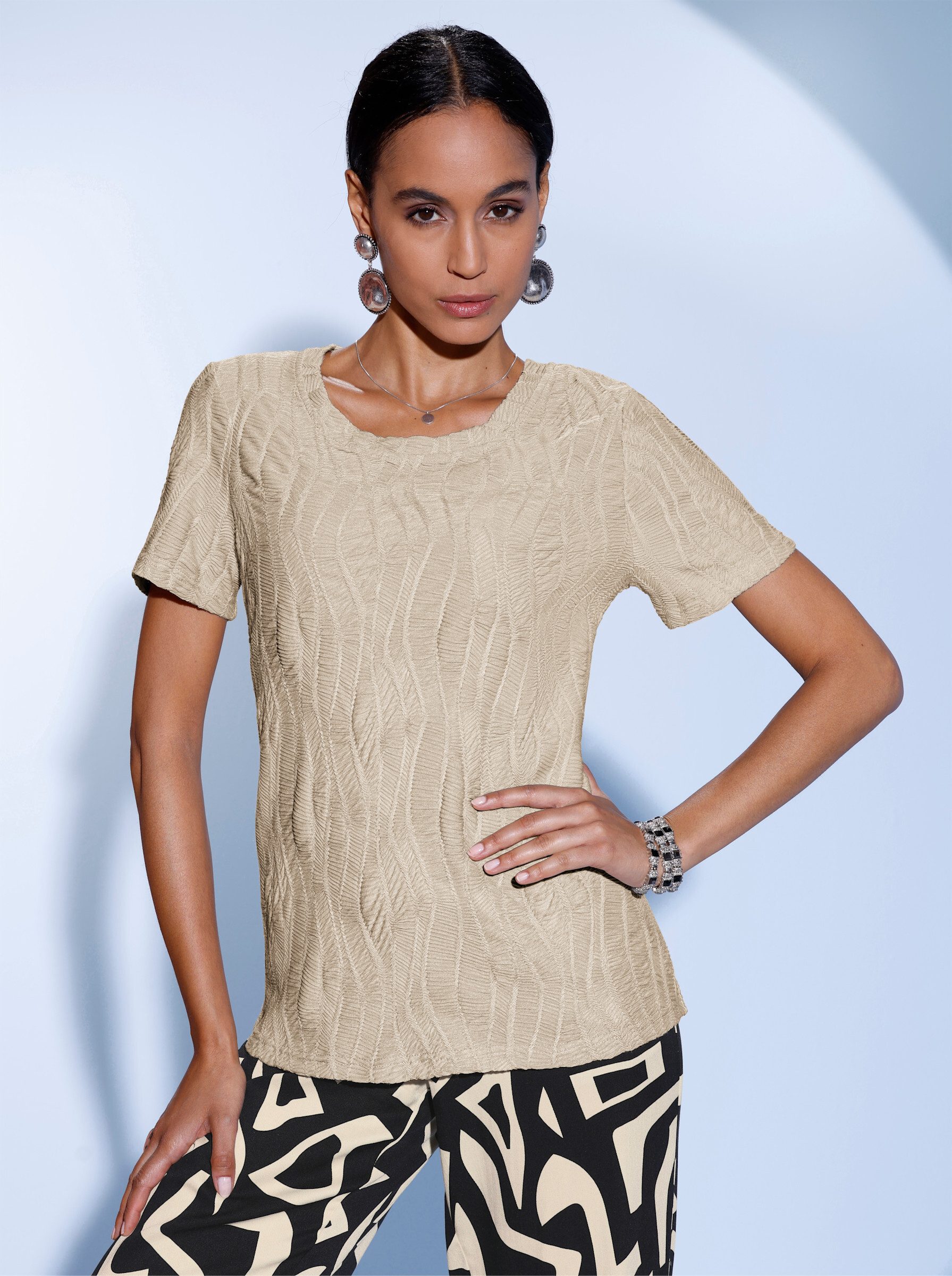 T-Shirt Jacquard-Shirt Kurzarm